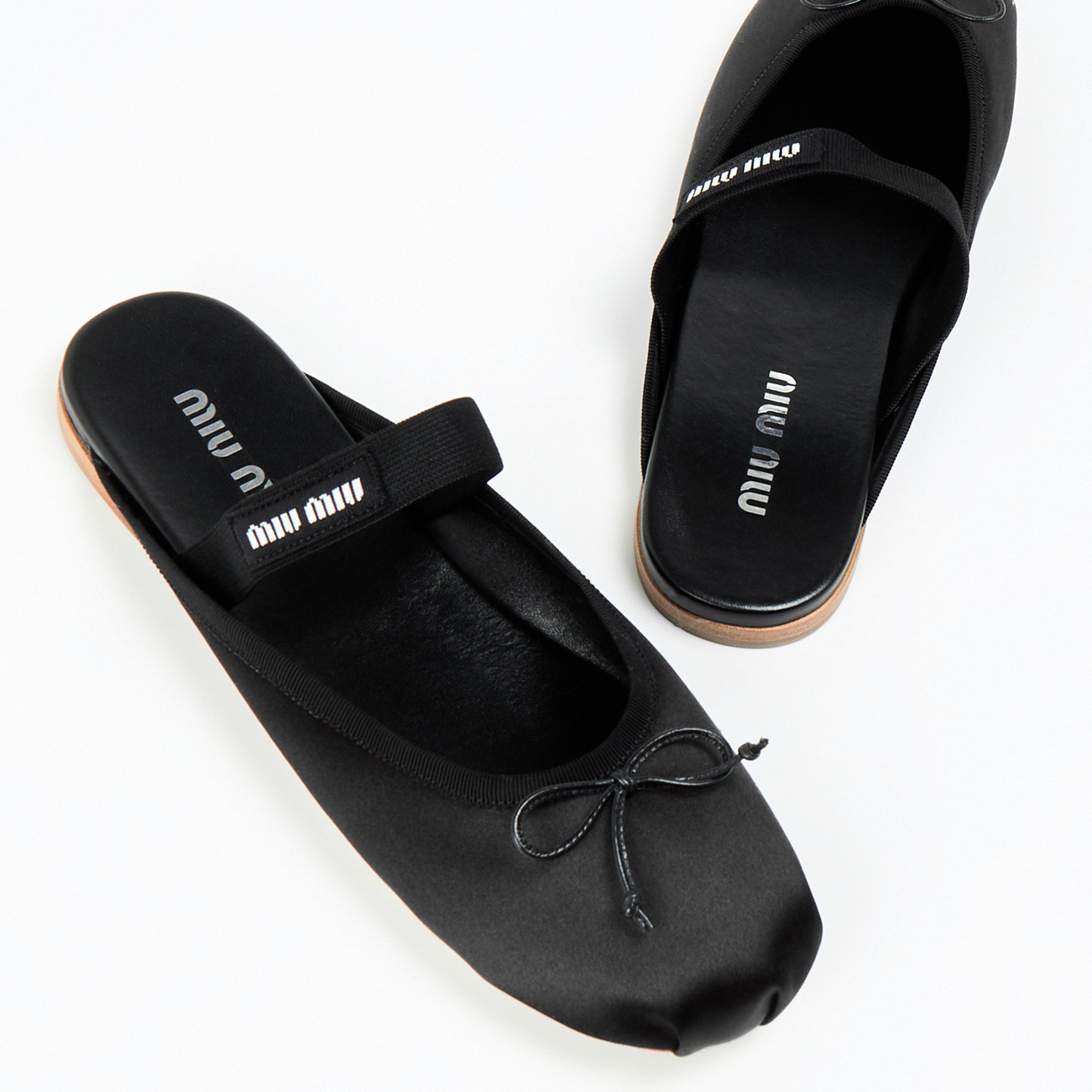 Nero Satin - Miu Miu - Women's Ballerina Flat Mules - 4