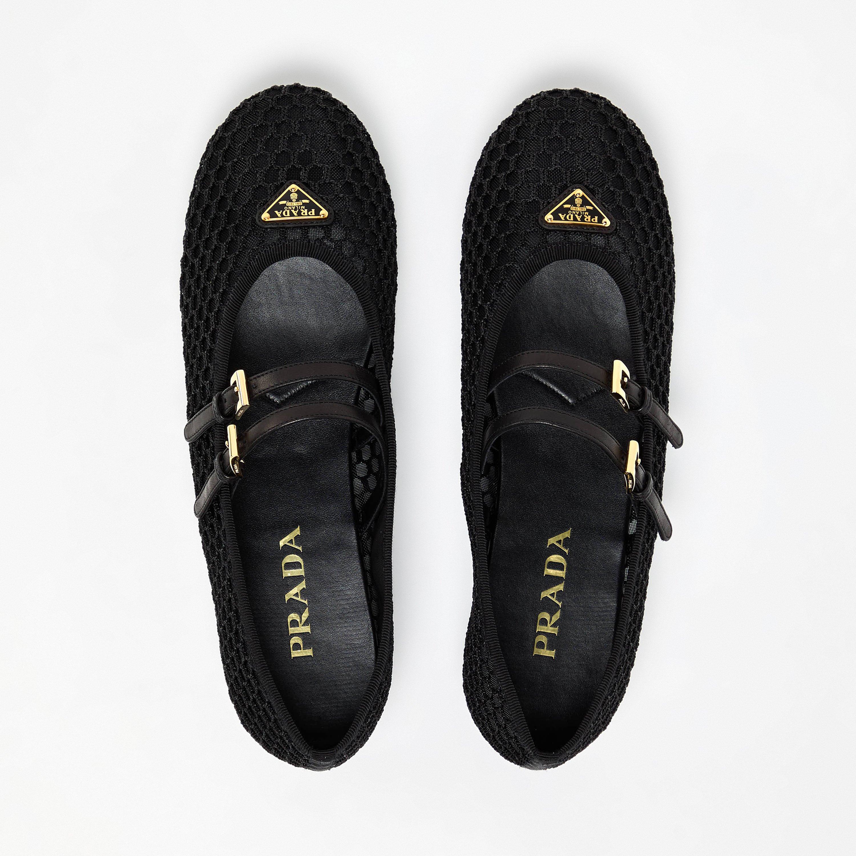 Nero - Prada - Mesh Fabric Ballerina Pumps - 4