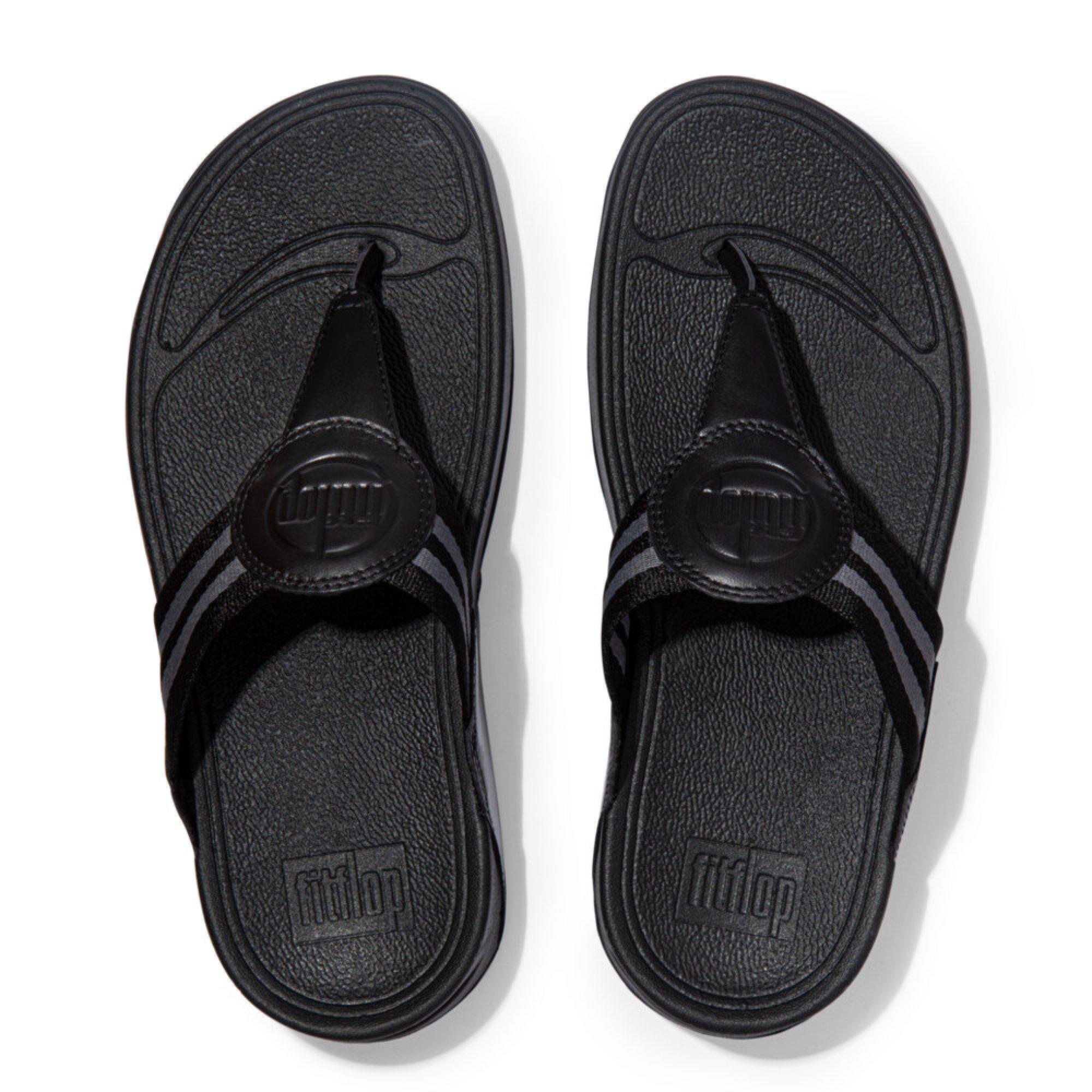 ALLEMAAL ZWART - FitFlop - Women's Walkstar Webbing Wide Fit Flatform Sandal - 4