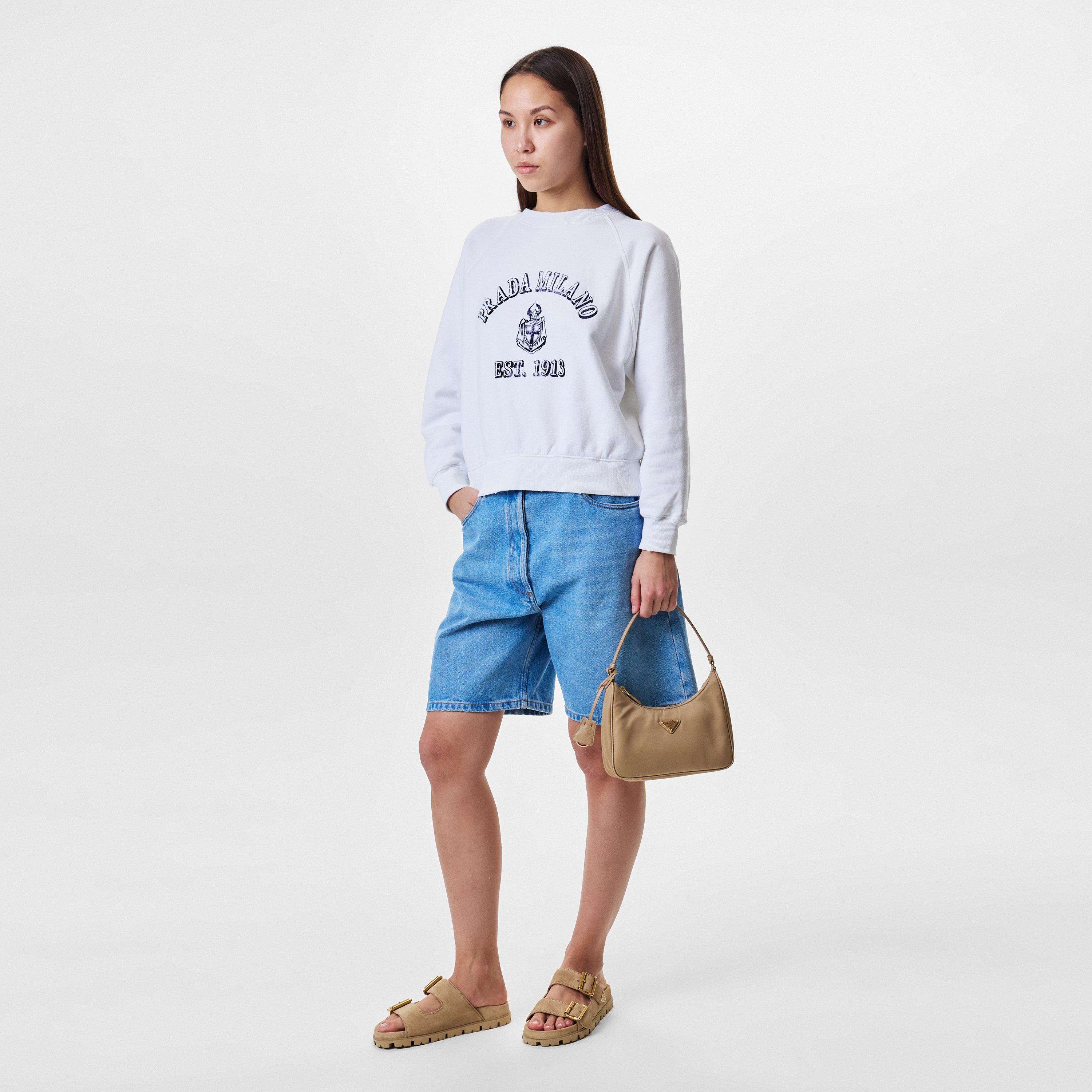 Ecru - Prada - Suede Strap Sandals - 4