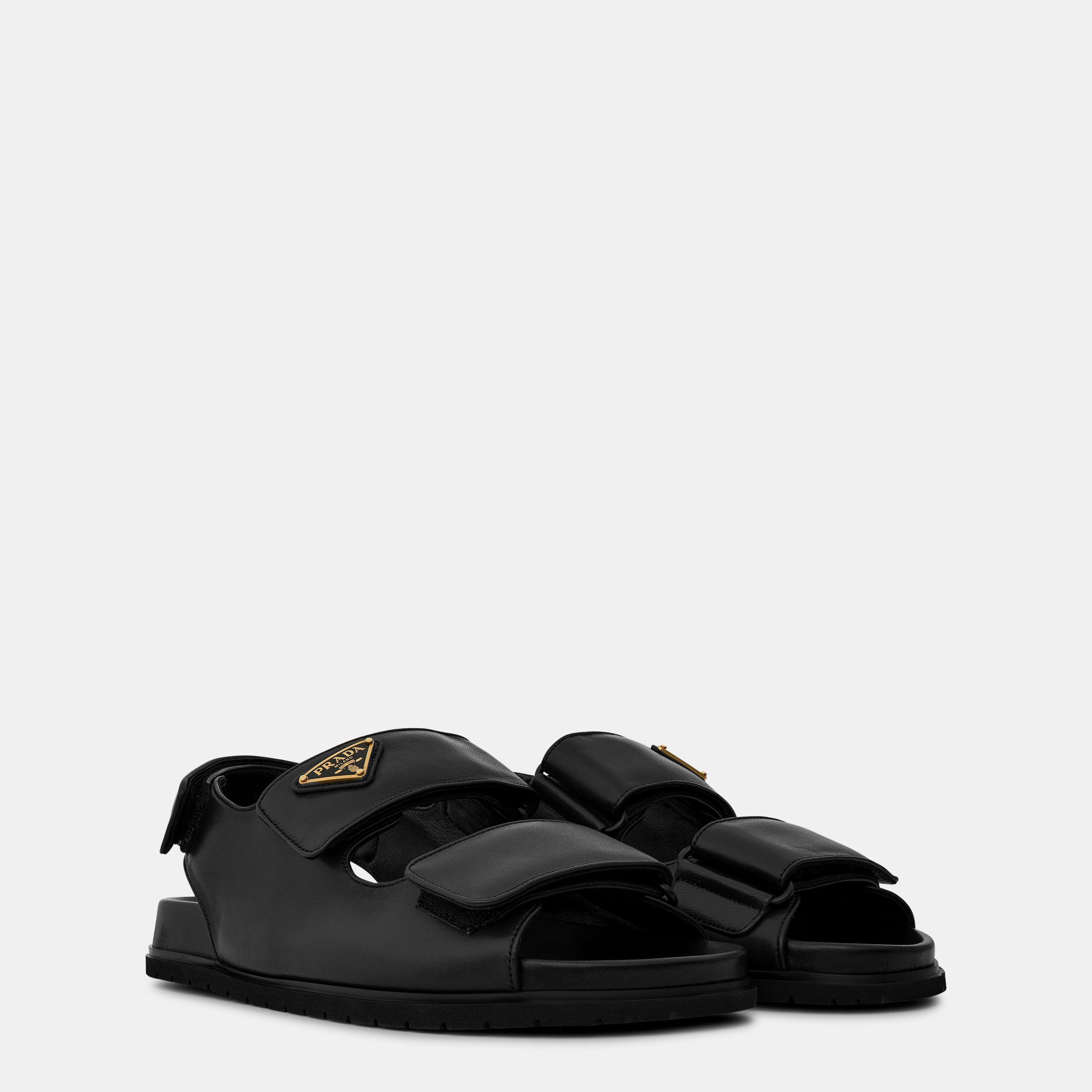 Nero - Prada - Logo Plaque Sandals - 3