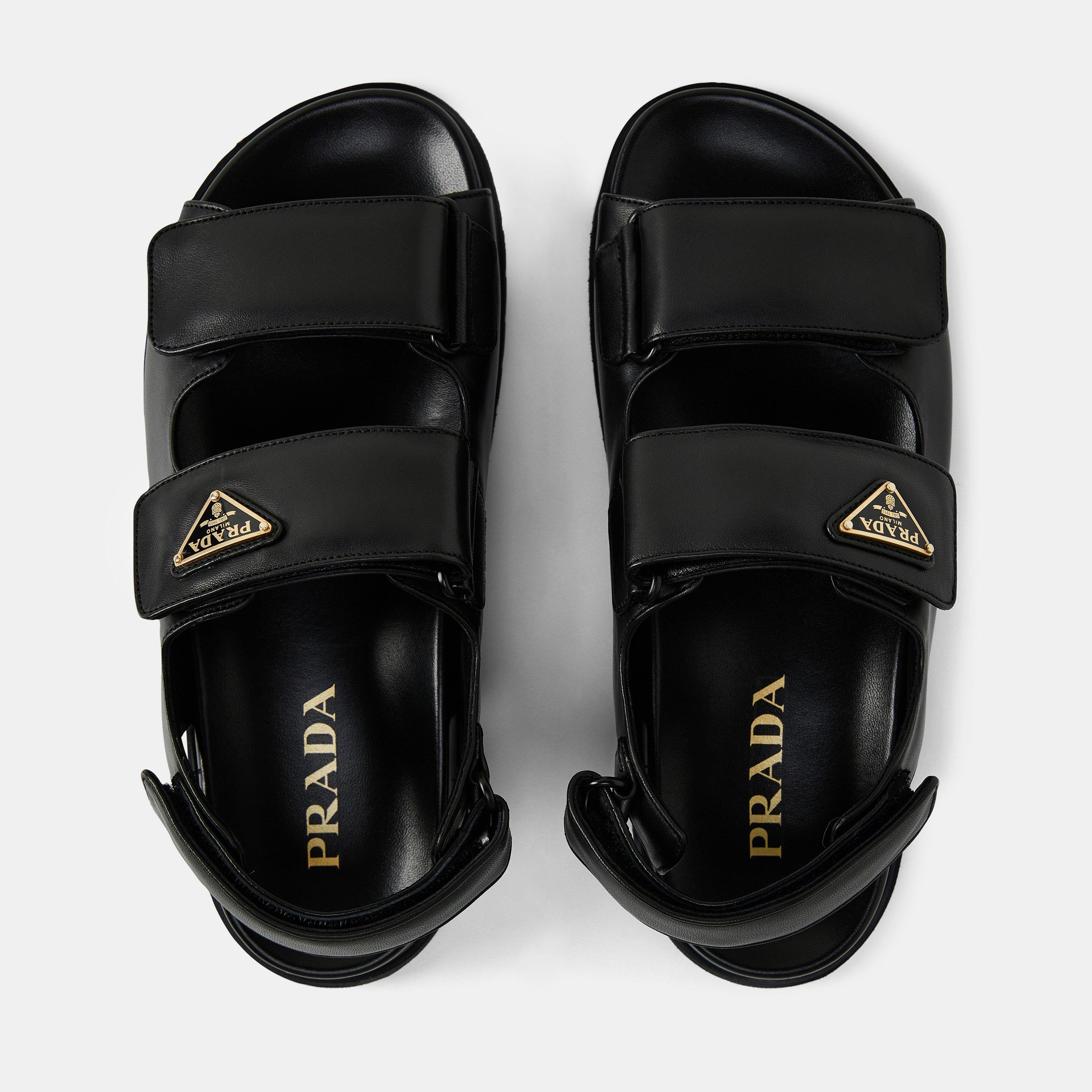 Nero - Prada - Logo Plaque Sandals - 4
