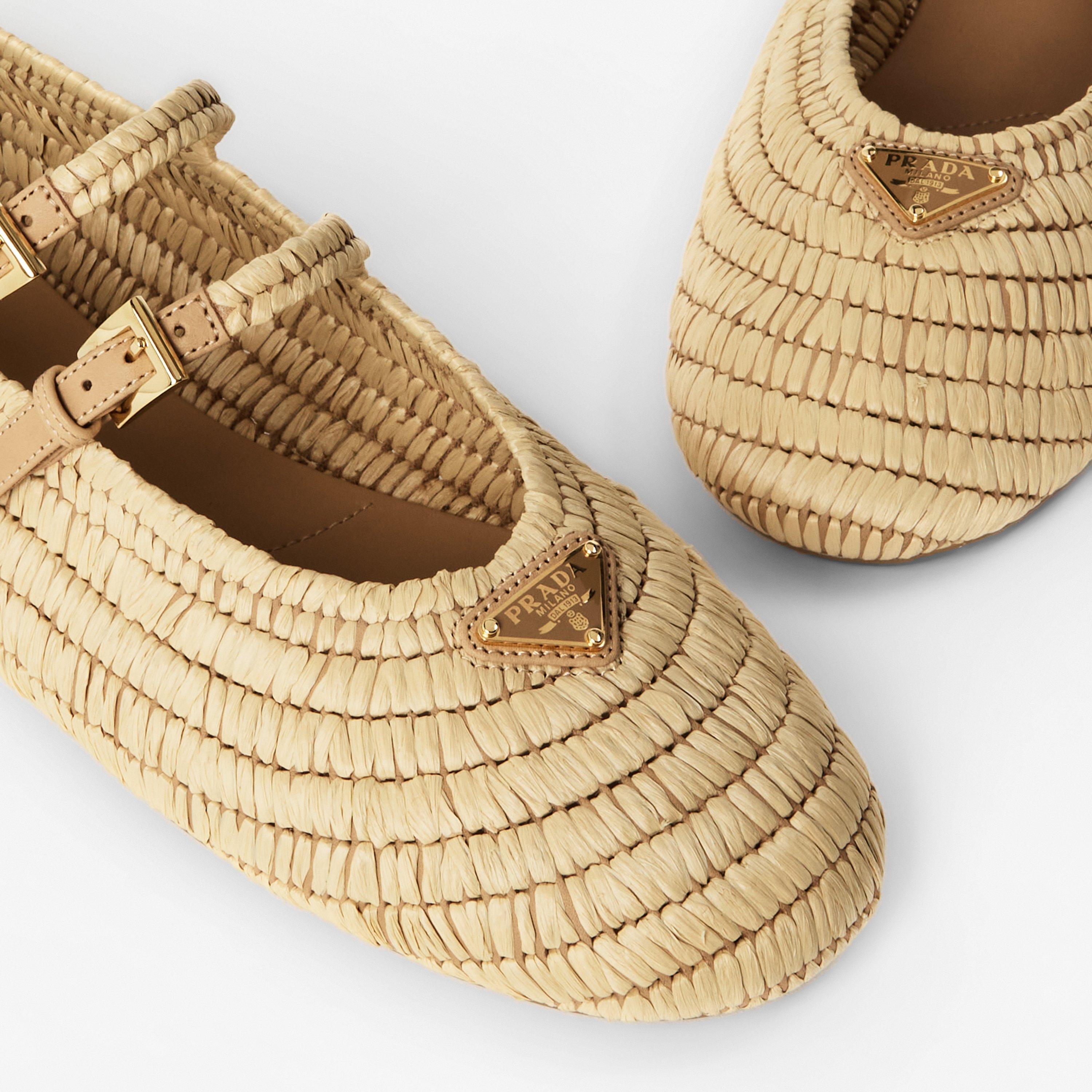 Naturale - Prada - Women's Rafia Ballet Pumps - 4