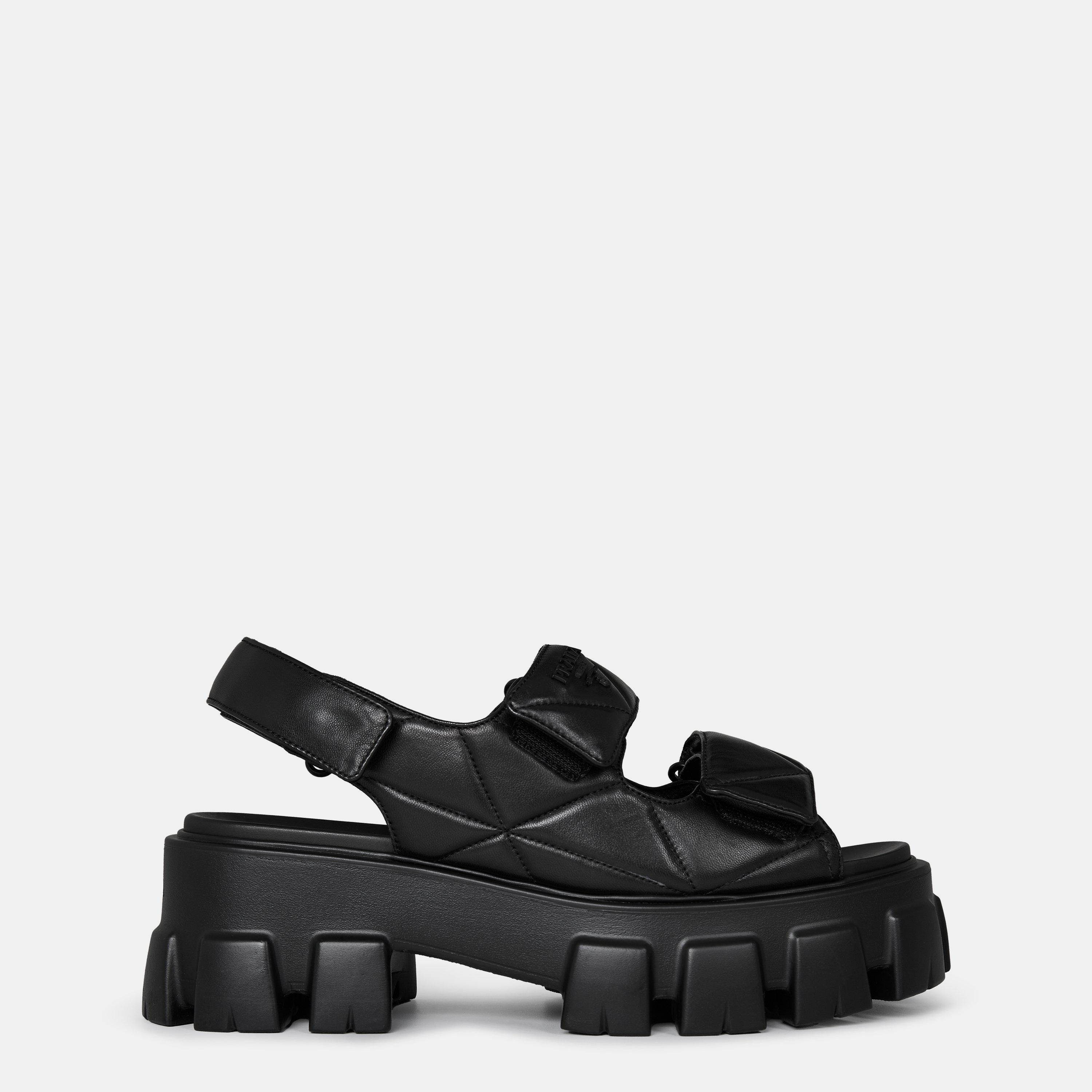 Nero - Prada - Women'S Monolith Leather Sandals - 1