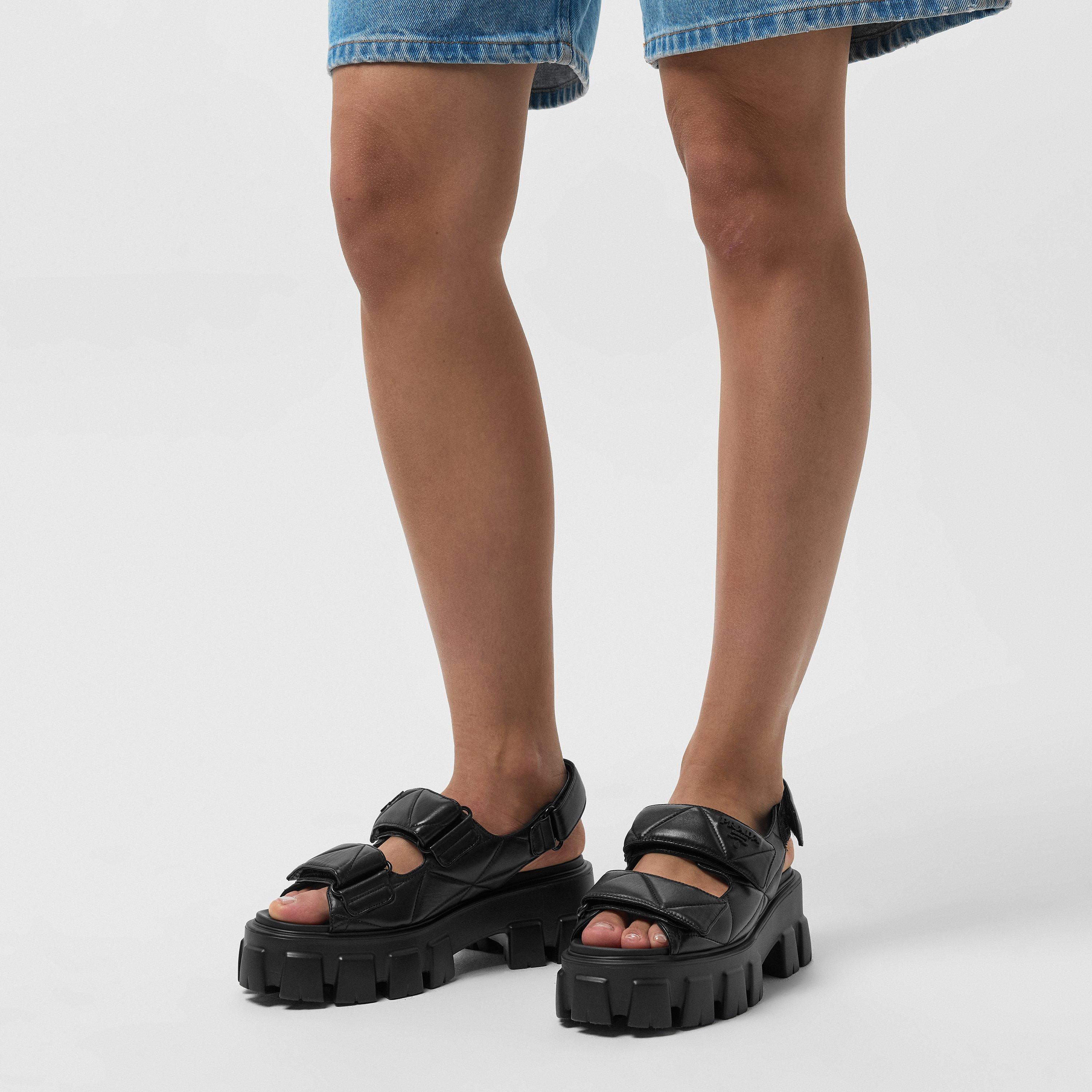 Nero - Prada - Women'S Monolith Leather Sandals - 3