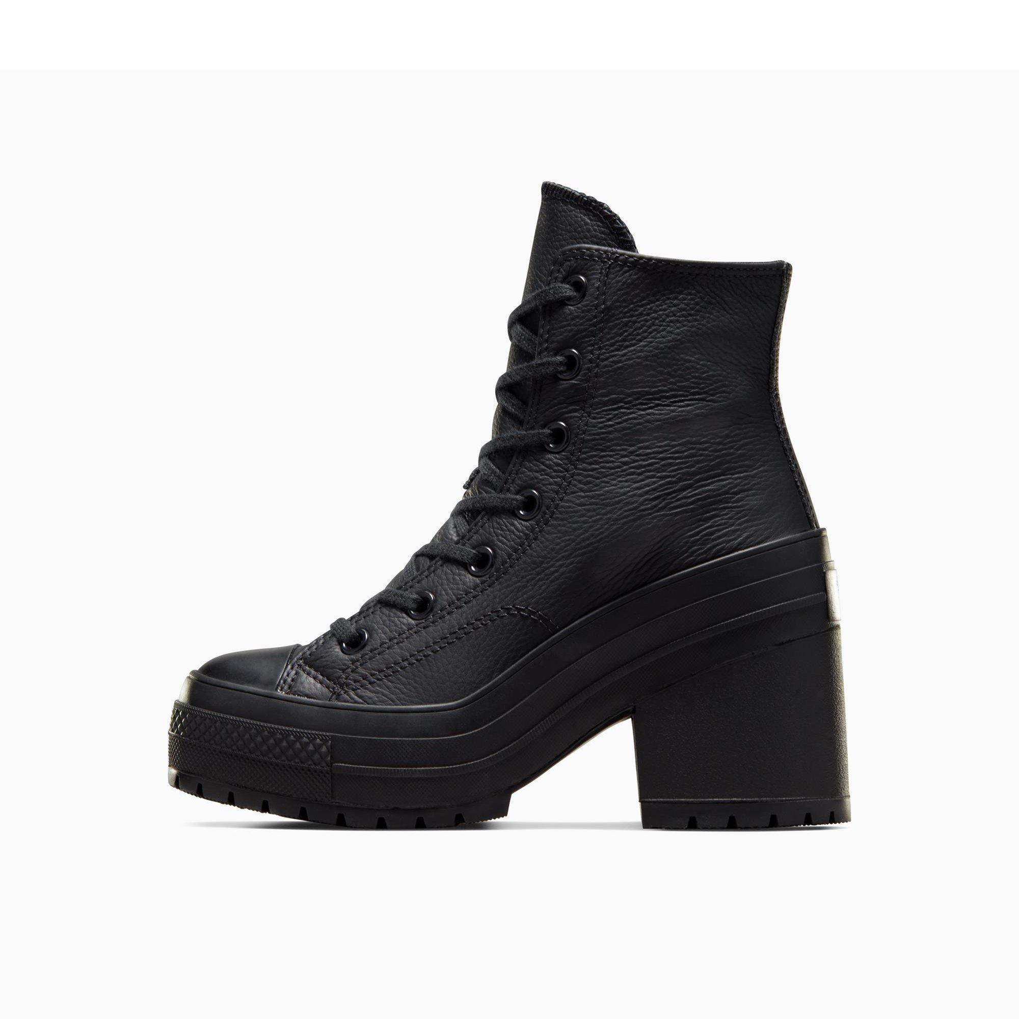 001-Black/Bla - Converse - Unisex Chuck 70 De Luxe Leather Ankle Heeled Boots - 3