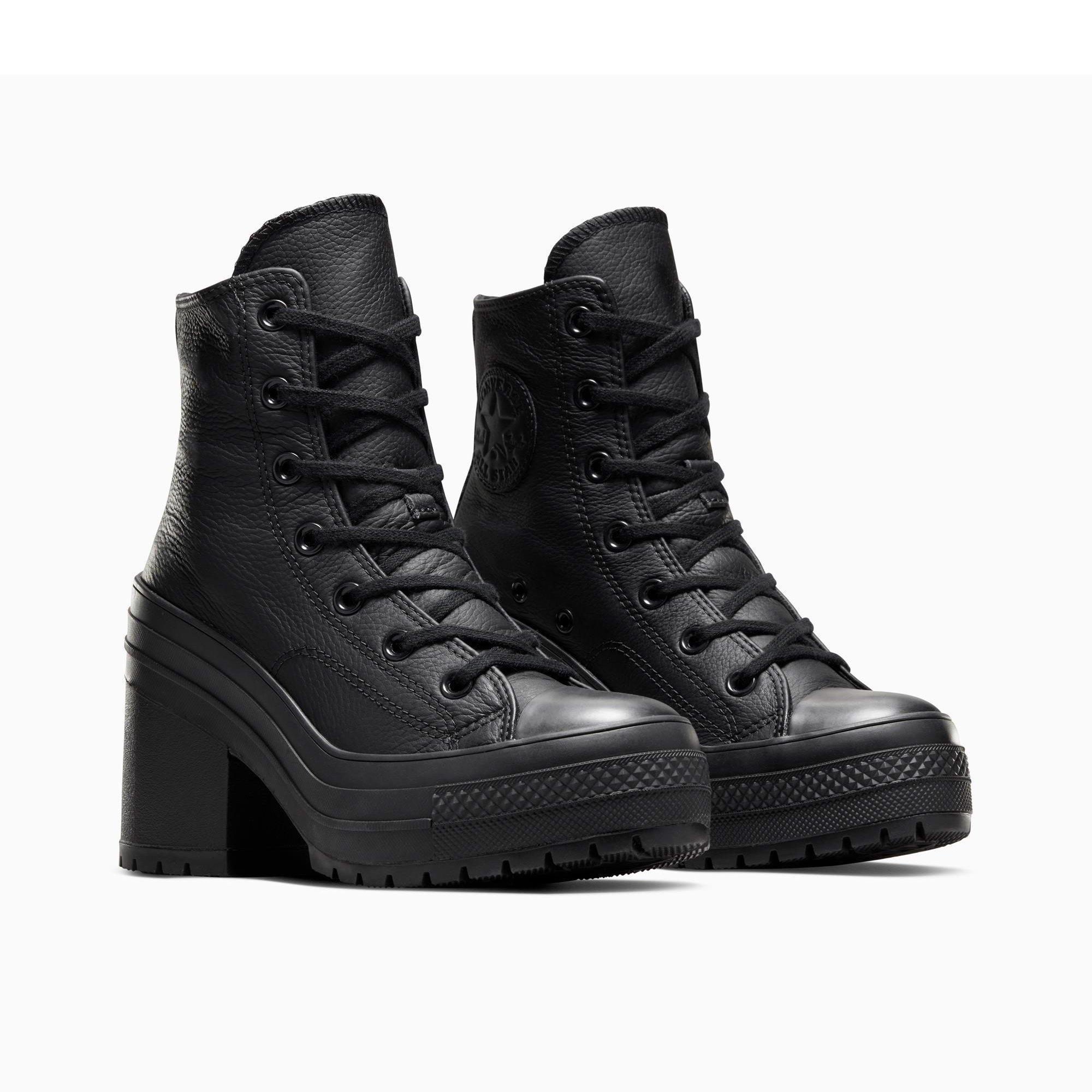 001-Black/Bla - Converse - Unisex Chuck 70 De Luxe Leather Ankle Heeled Boots - 4