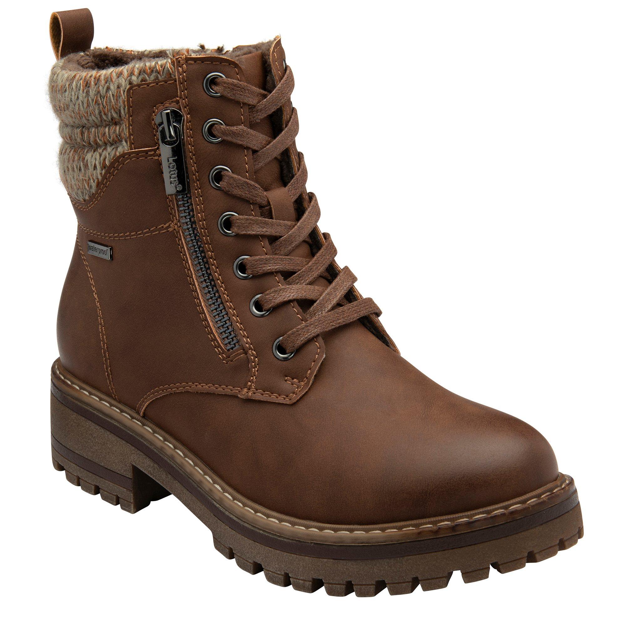 Brown - Lotus Shoes - Stefani Brown Zip-Up Ankle Boots - 1