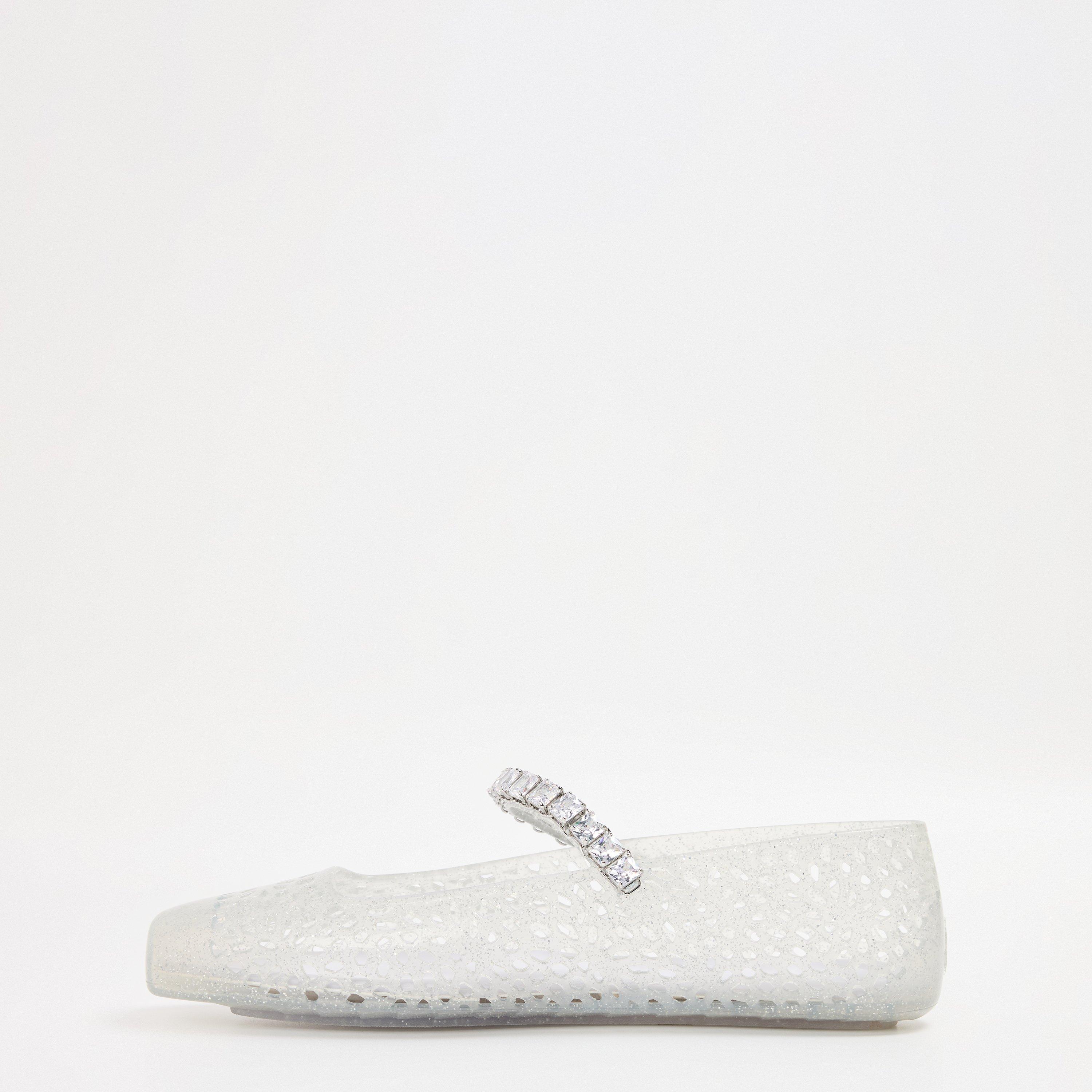 Clear/Silver - Jimmy Choo - Women's Jelly Water Resistant Ballet Pumps - 2