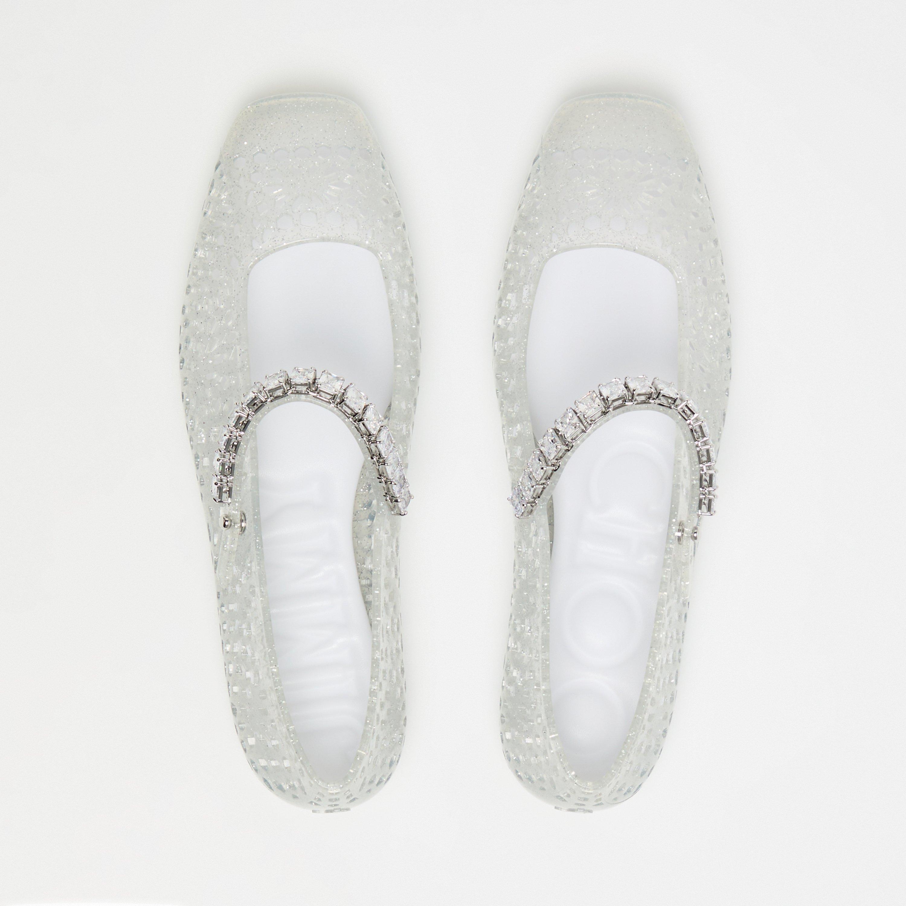 Clear/Silver - Jimmy Choo - Women's Jelly Water Resistant Ballet Pumps - 4