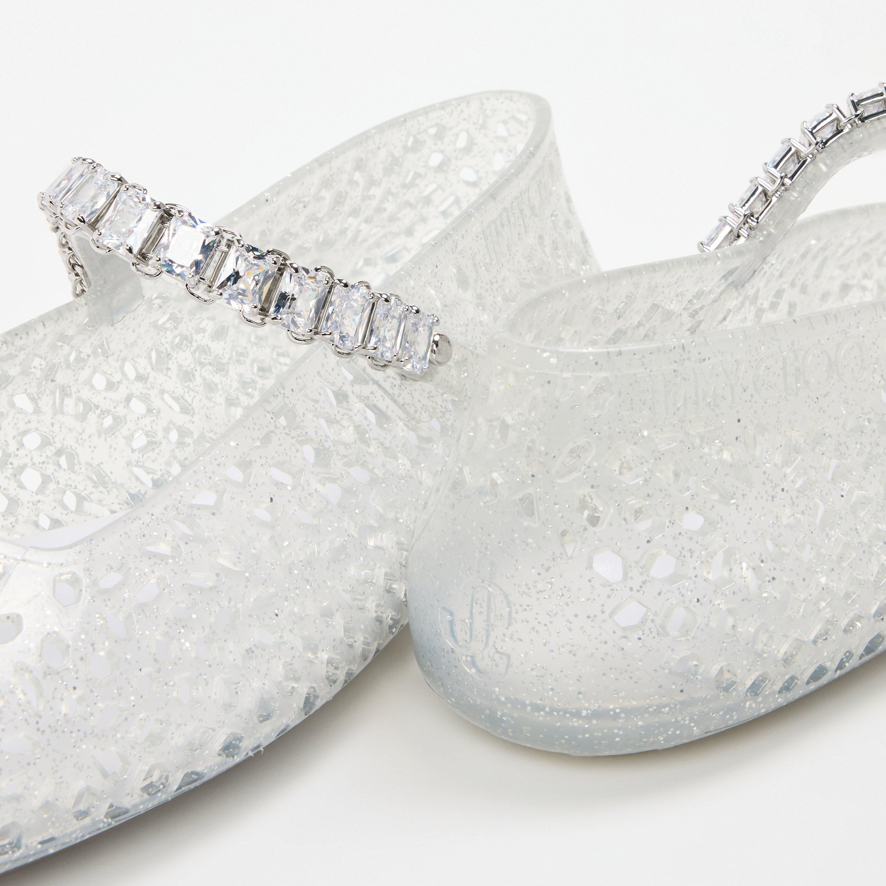 Clear/Silver - Jimmy Choo - Women's Jelly Water Resistant Ballet Pumps - 5