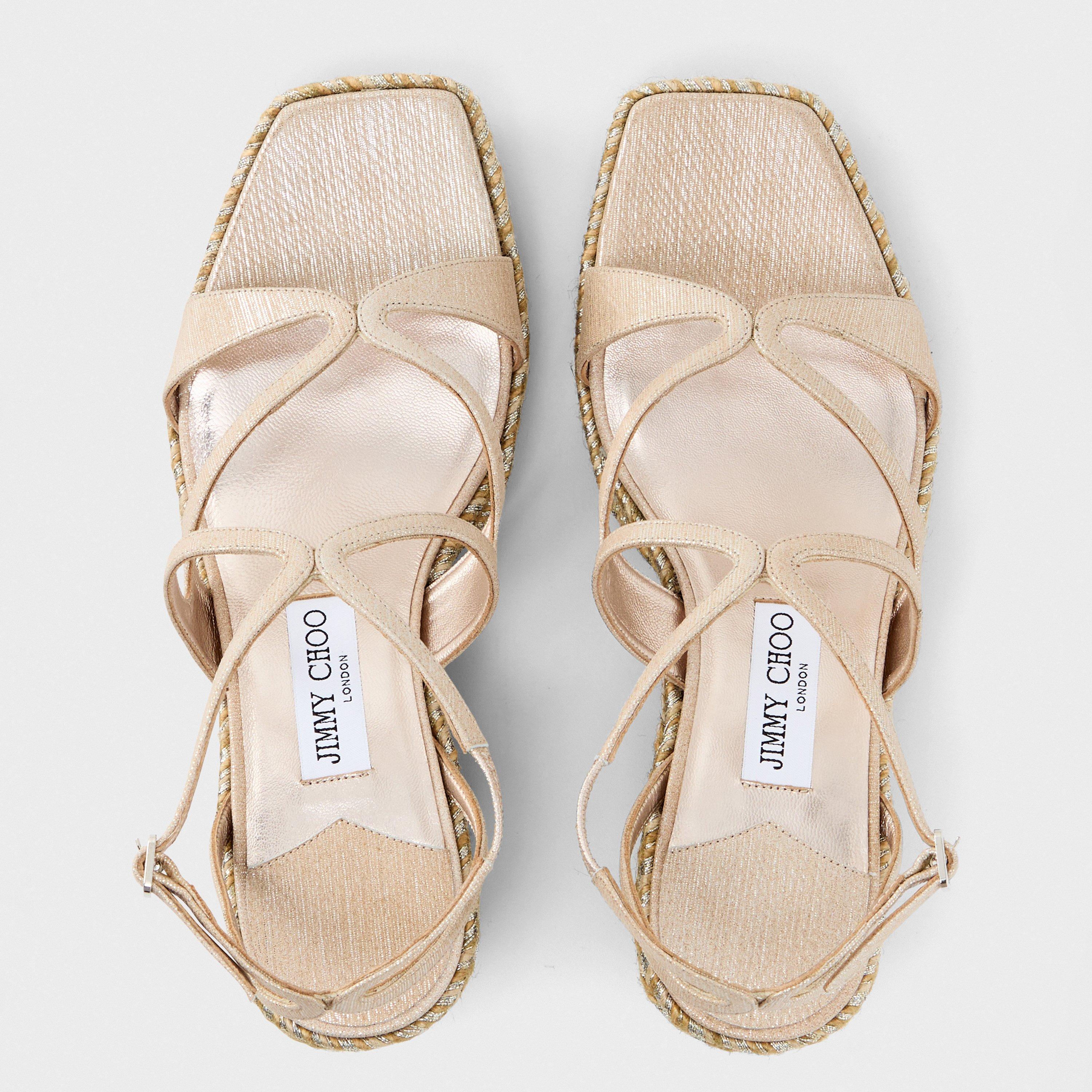 Soft Gold - Jimmy Choo - Women's Ayla Wedge Heeled Sandals - 5