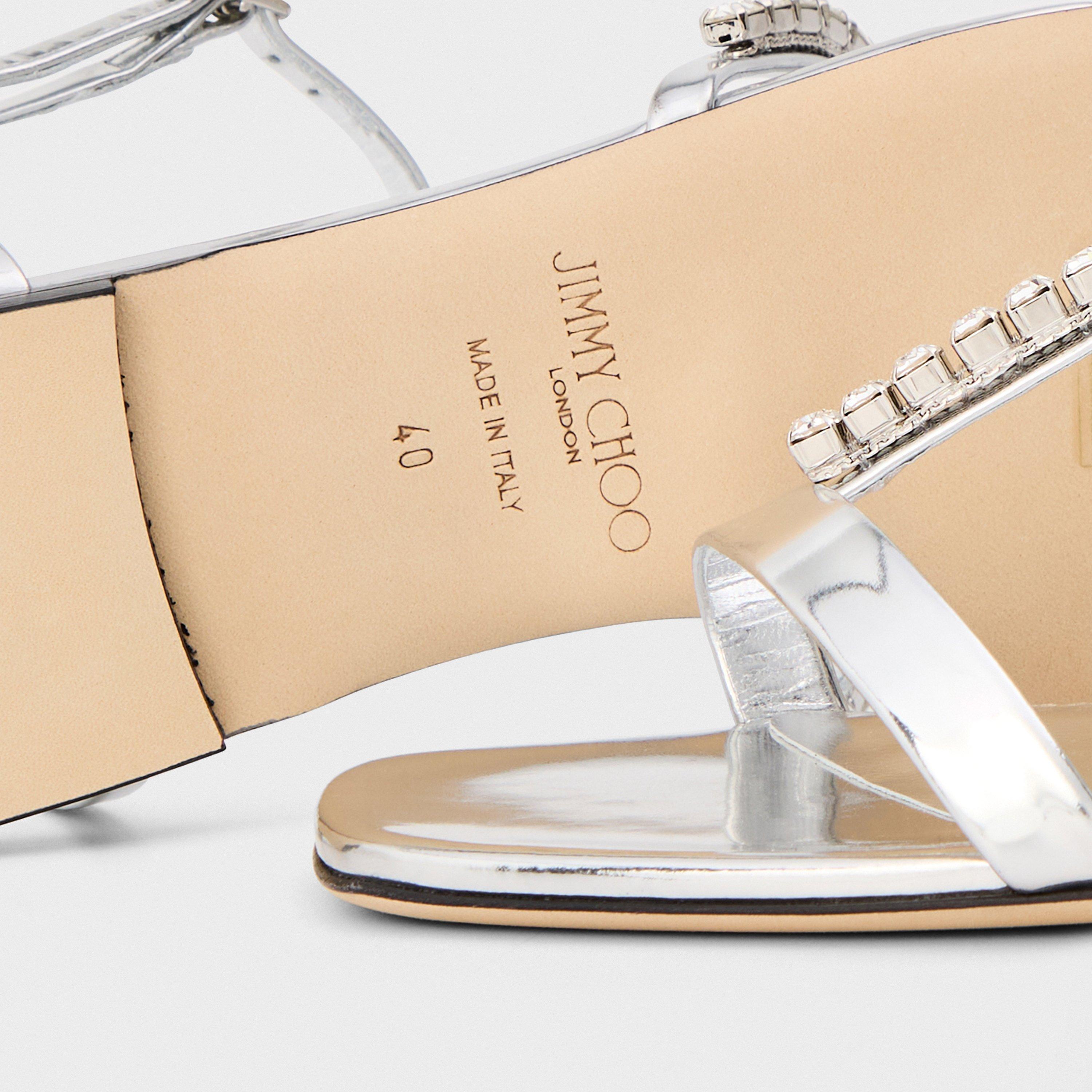 Silver/Crystal - Jimmy Choo - Women's Gwyn Flat Sandals - 4