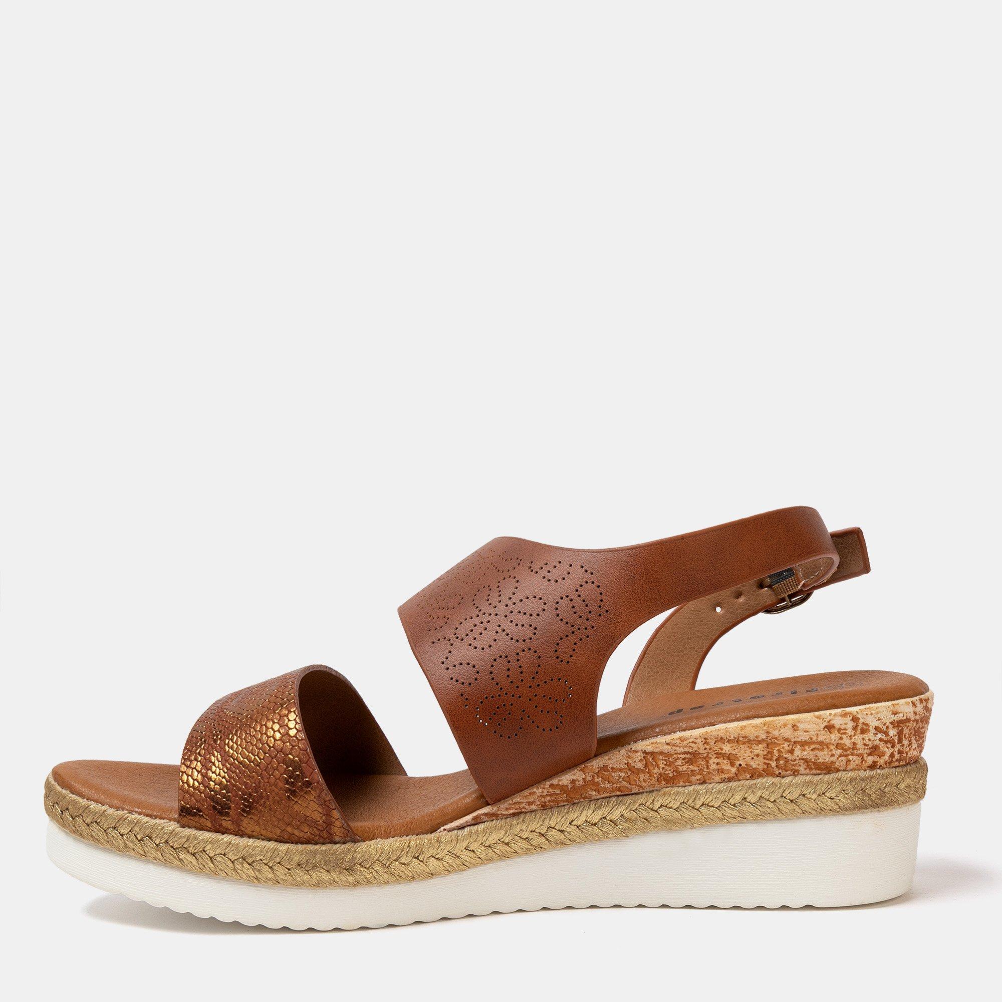 Brown - Firetrap - Ella Ladies Back-Strap Wedge Sandals - 2