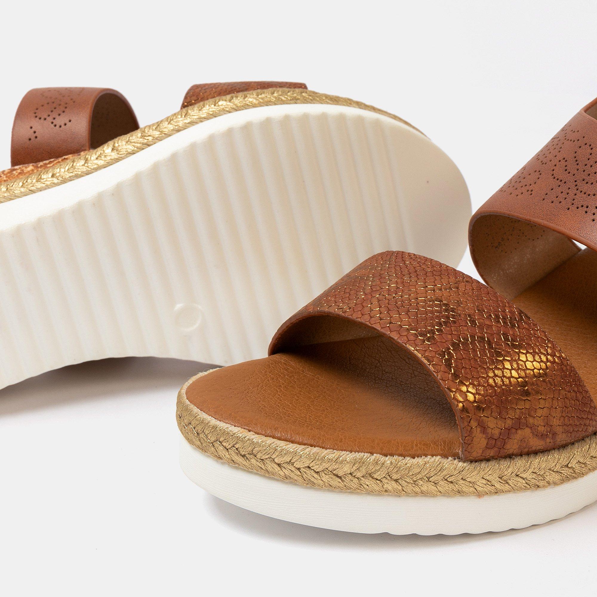 Brown - Firetrap - Ella Ladies Back-Strap Wedge Sandals - 4