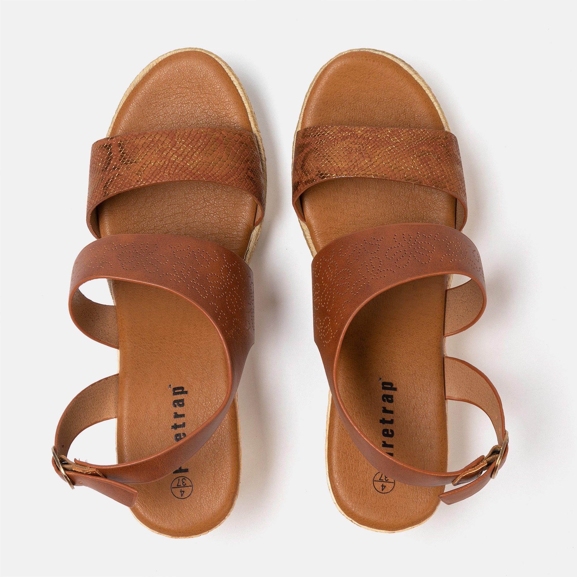 Brown - Firetrap - Ella Ladies Back-Strap Wedge Sandals - 5