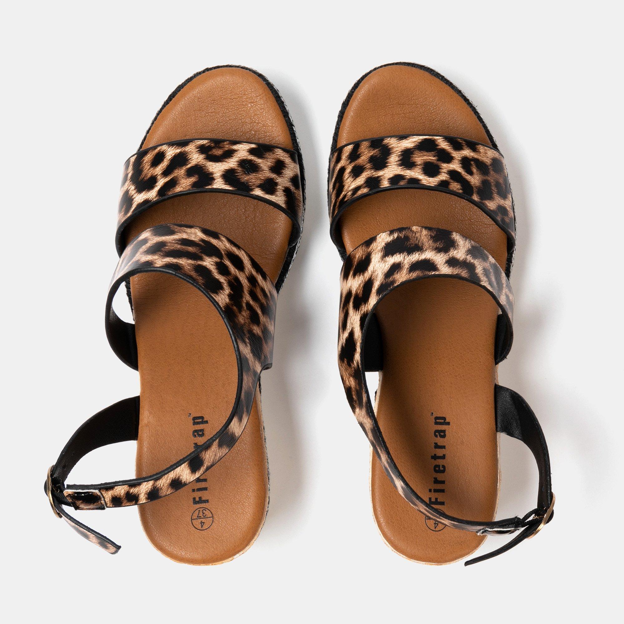 Leopard - Firetrap - Ella Ladies Back-Strap Wedge Sandals - 5