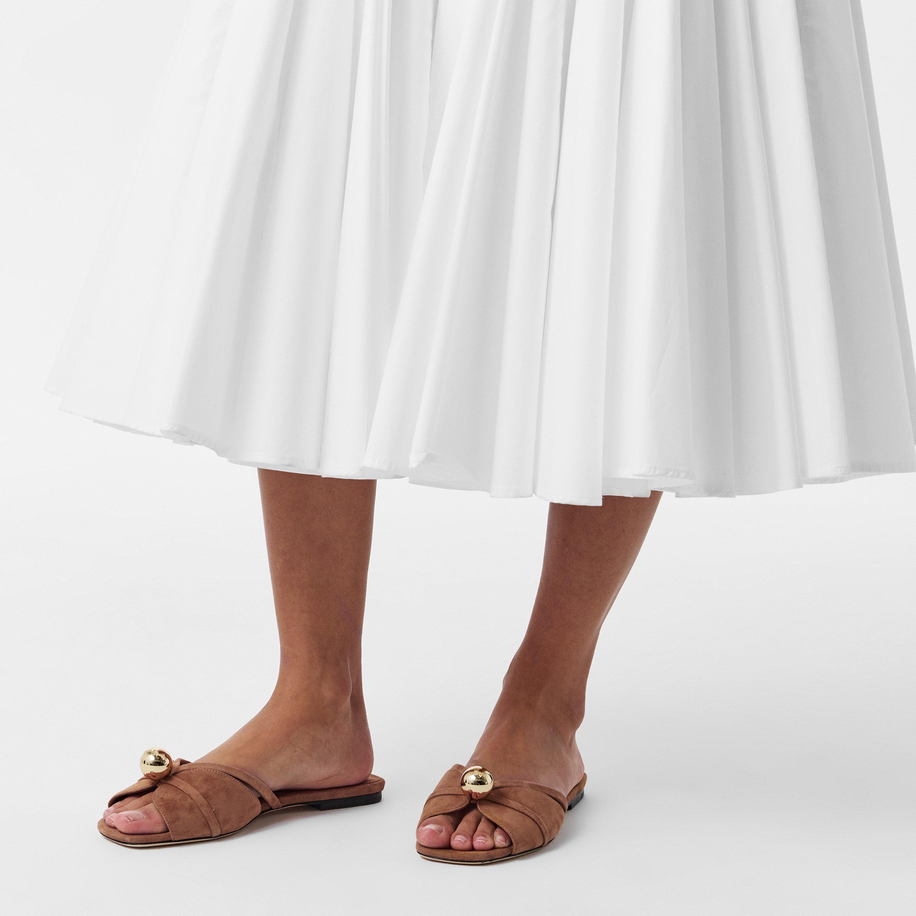 Toffee/Gold - Jimmy Choo - Women's Siva Mule Flat Sandals - 3