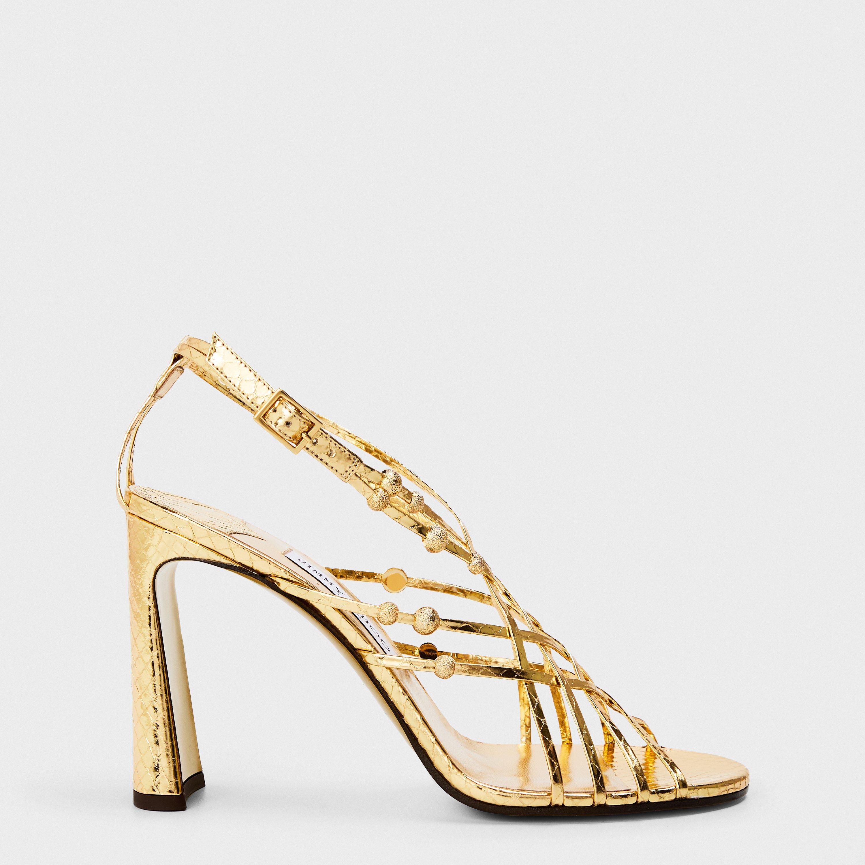 Light Gold - Jimmy Choo - Women's Felice 95 Sculptural Heeled Sandals - 1