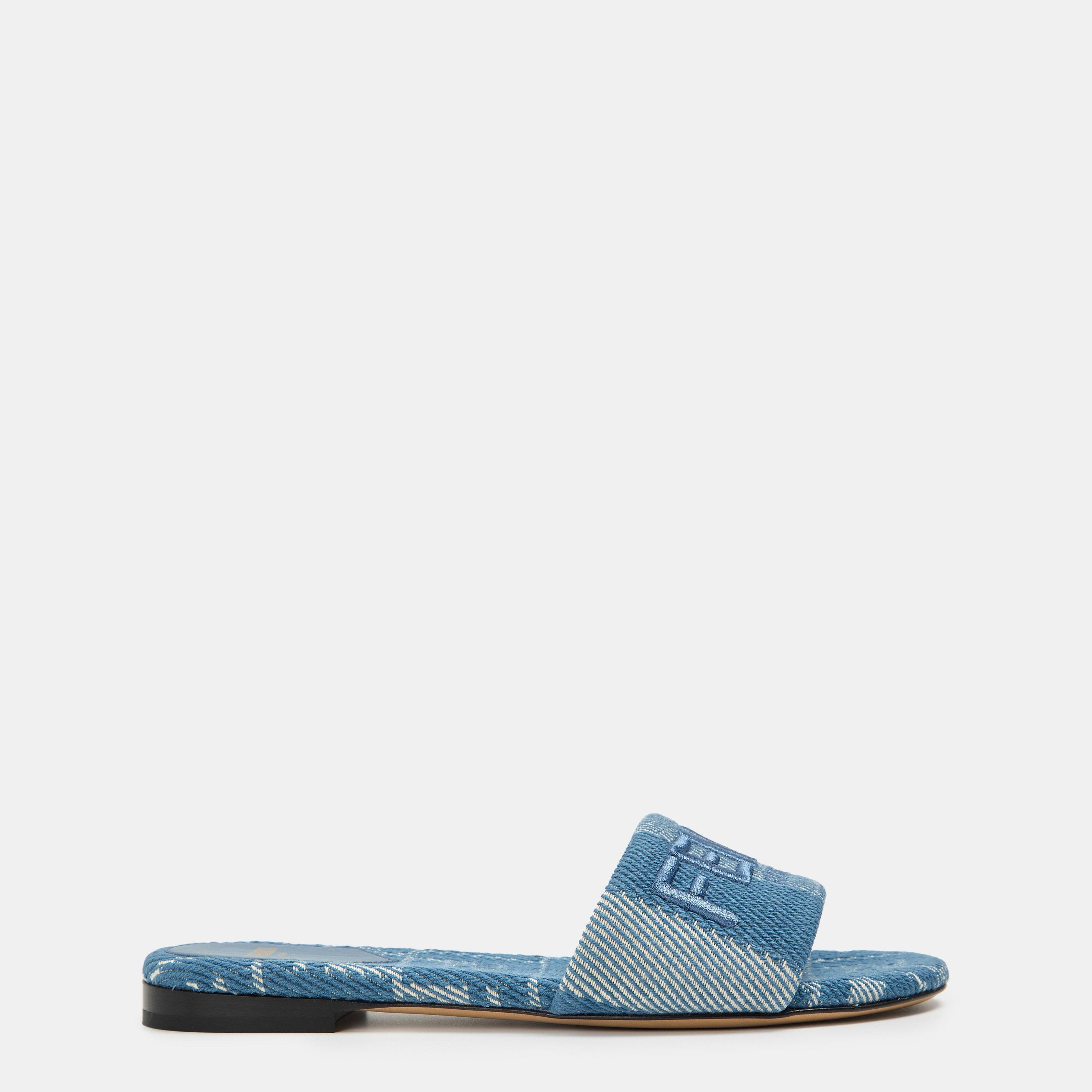 Bianco Blu - Fendi - Denim Jacquard Slides - 1
