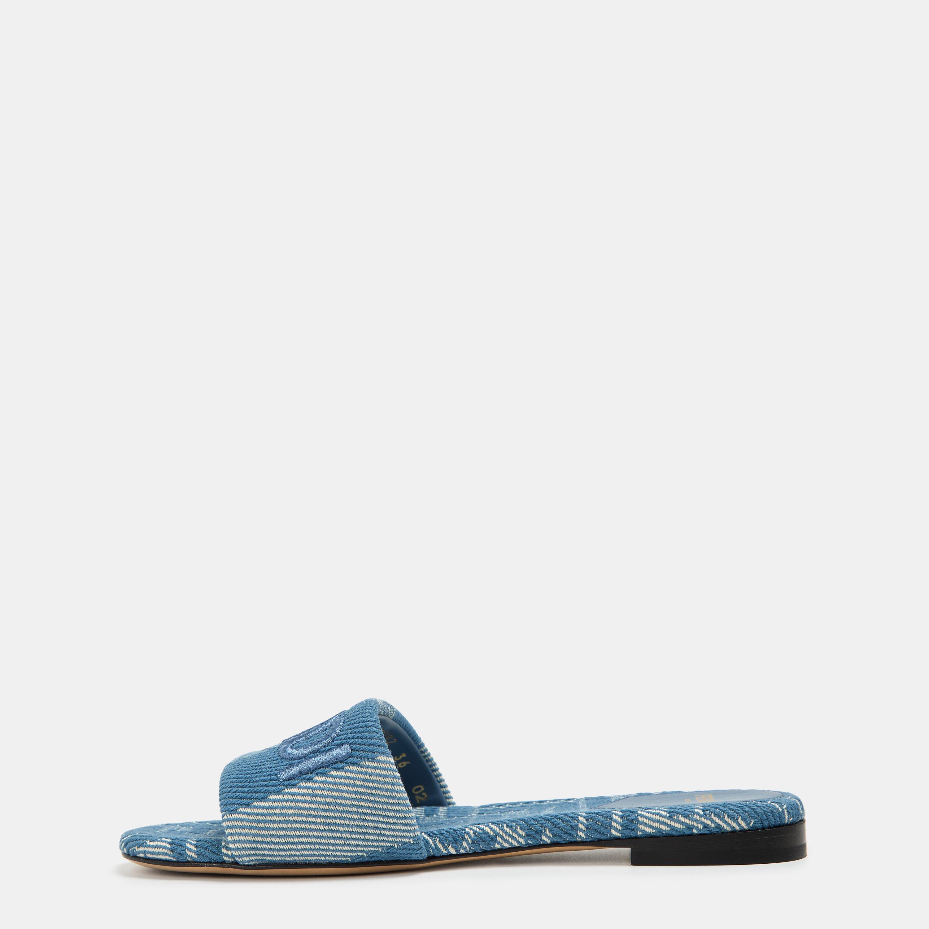 Bianco Blu - Fendi - Denim Jacquard Slides - 2