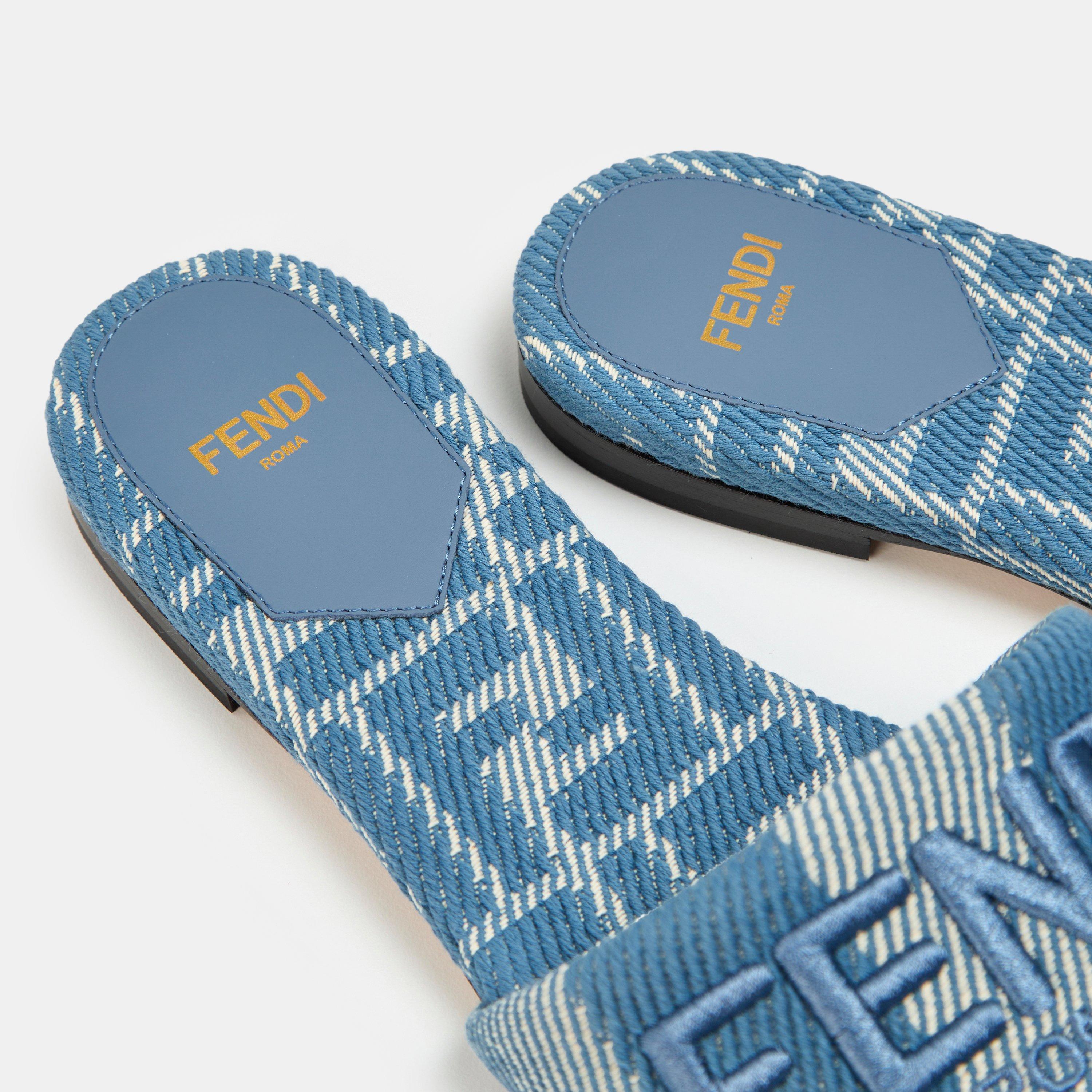 Bianco Blu - Fendi - Denim Jacquard Slides - 4