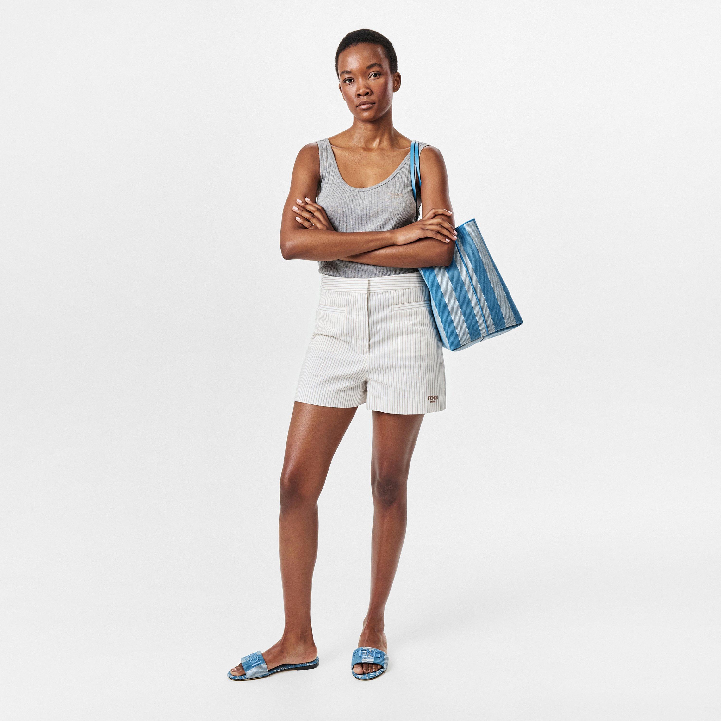 Bianco Blu - Fendi - Denim Jacquard Slides - 6