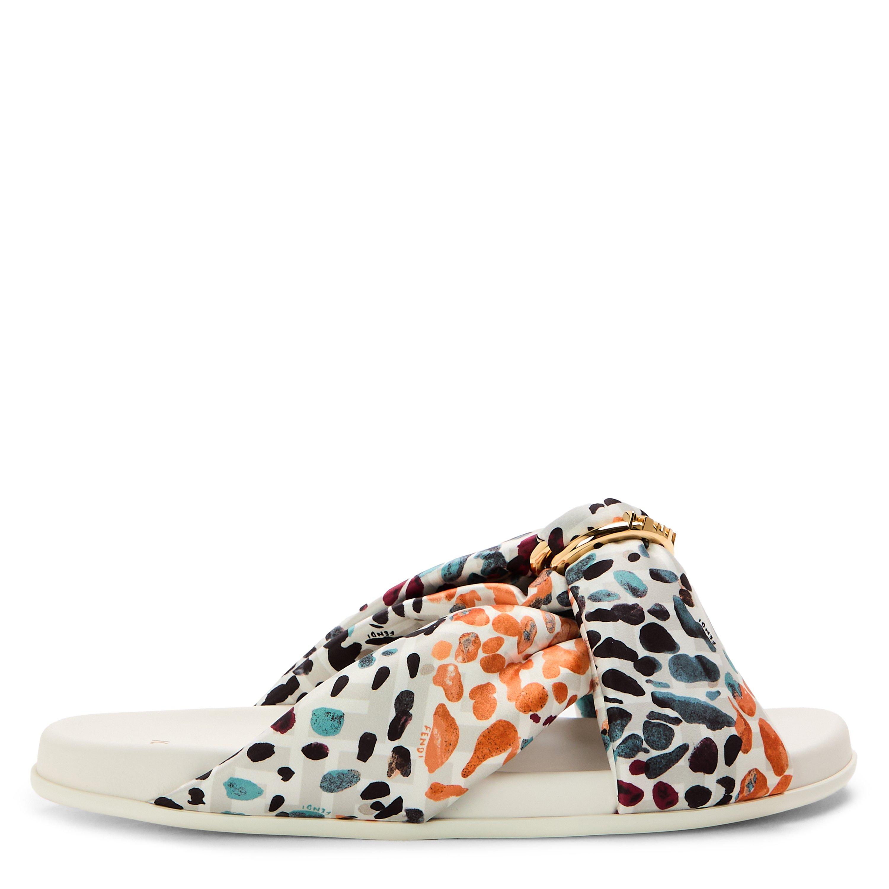 Brown FF satin slides