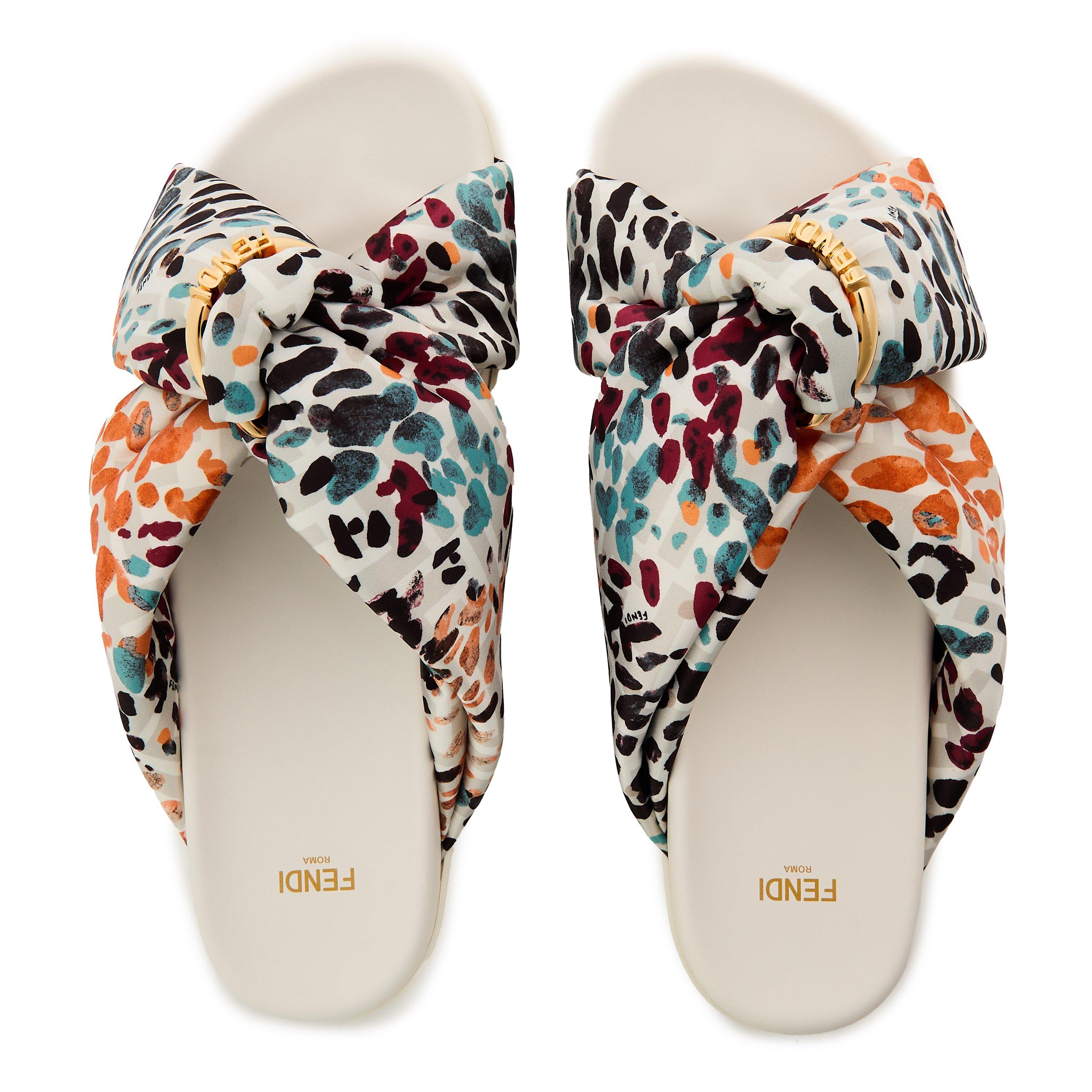 Avo.Tort/Multi - Fendi - Brown FF satin slides - 5