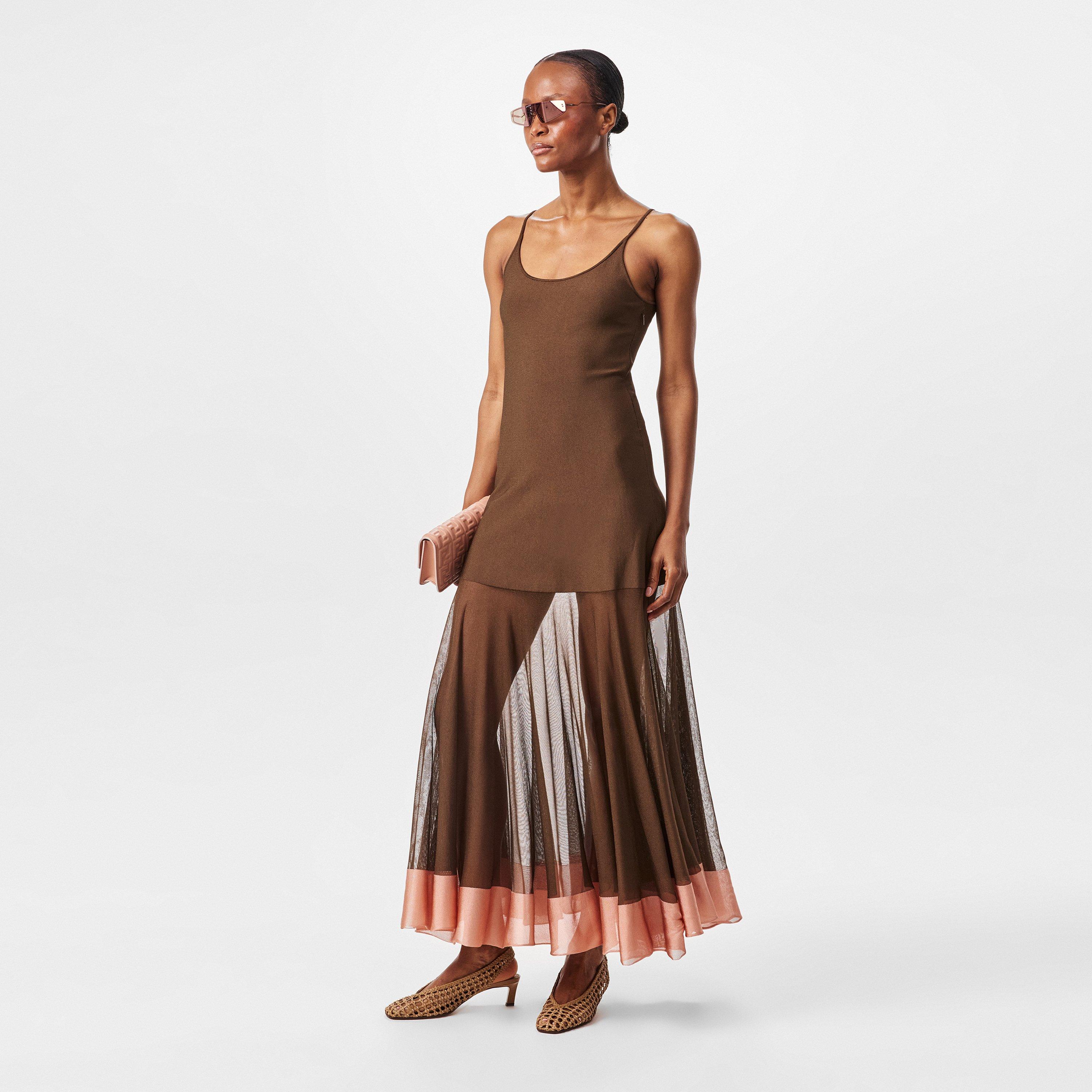 Camello/Pink - Fendi - 46mm Square Toe Woven Slingback Heels - 6