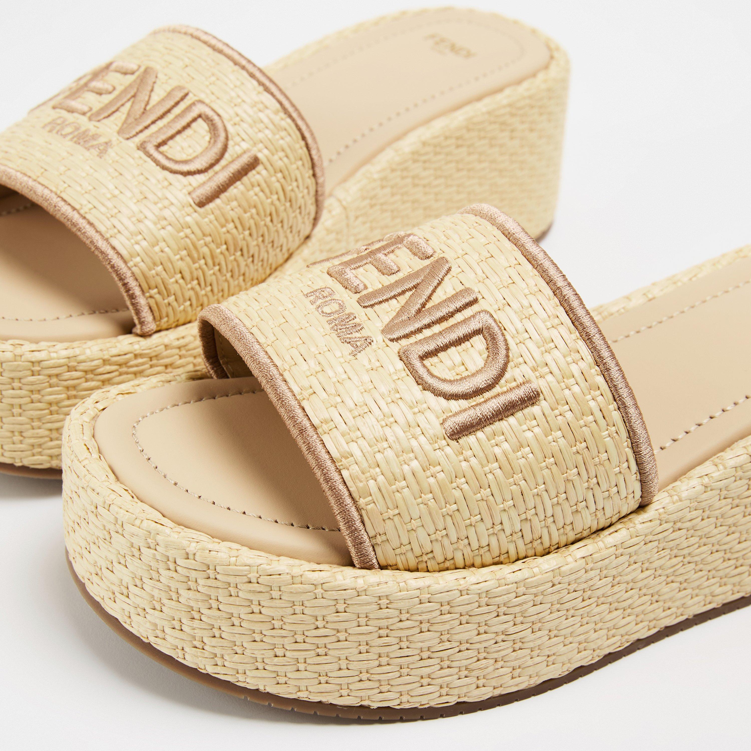 Naturale - Fendi - Women's Woven Flatform Sandals - 4