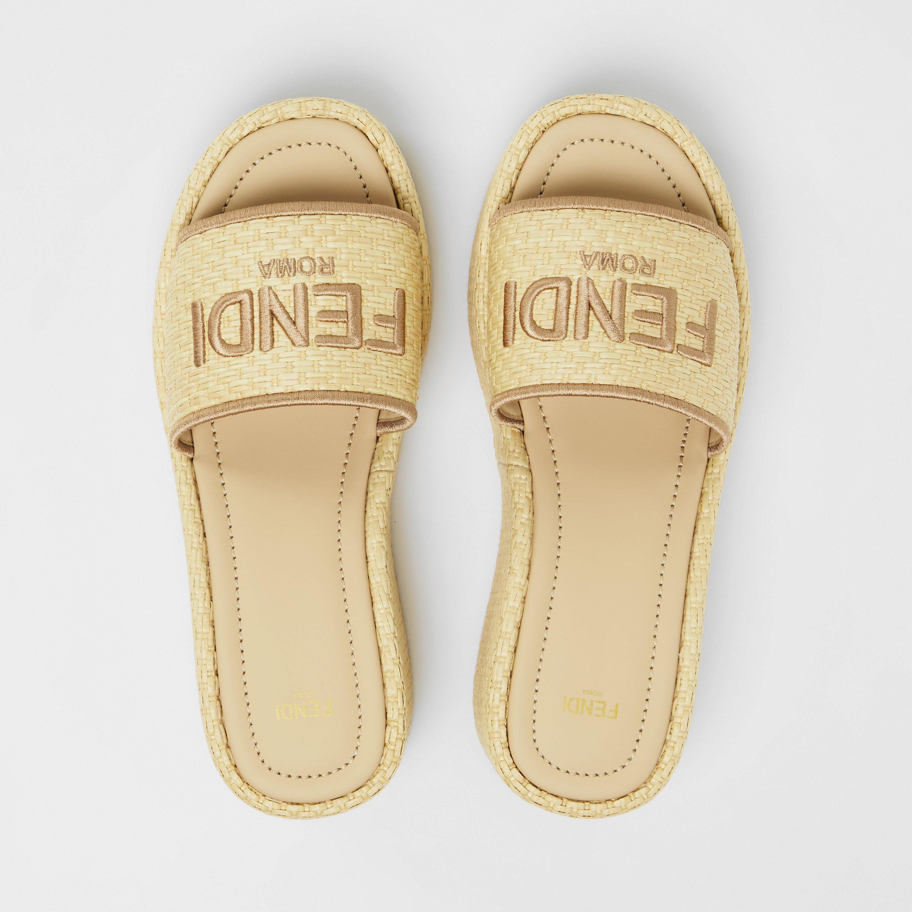 Naturale - Fendi - Women's Woven Flatform Sandals - 5