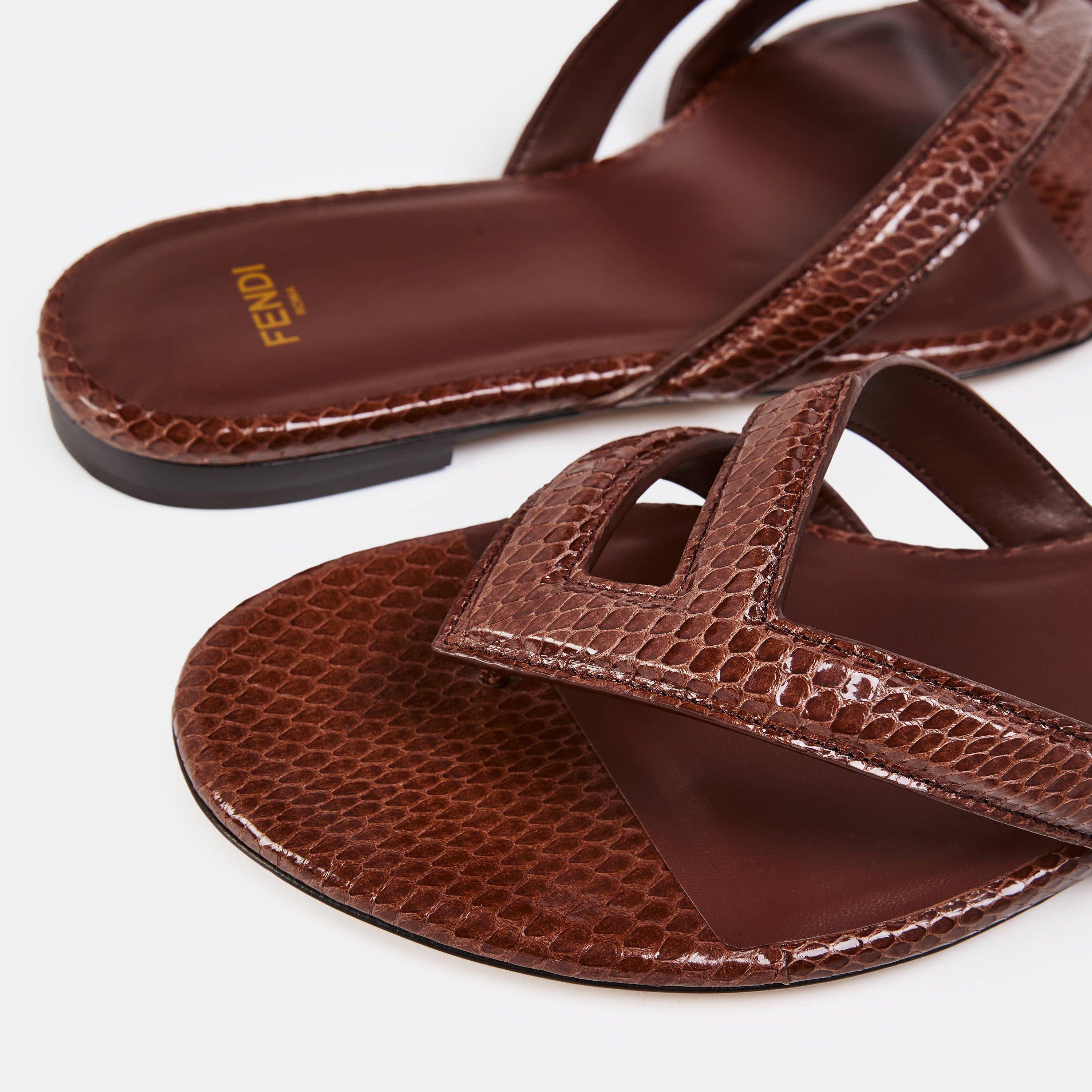 Elba Brown - Fendi - Women's Thong Flat Sandals - 4