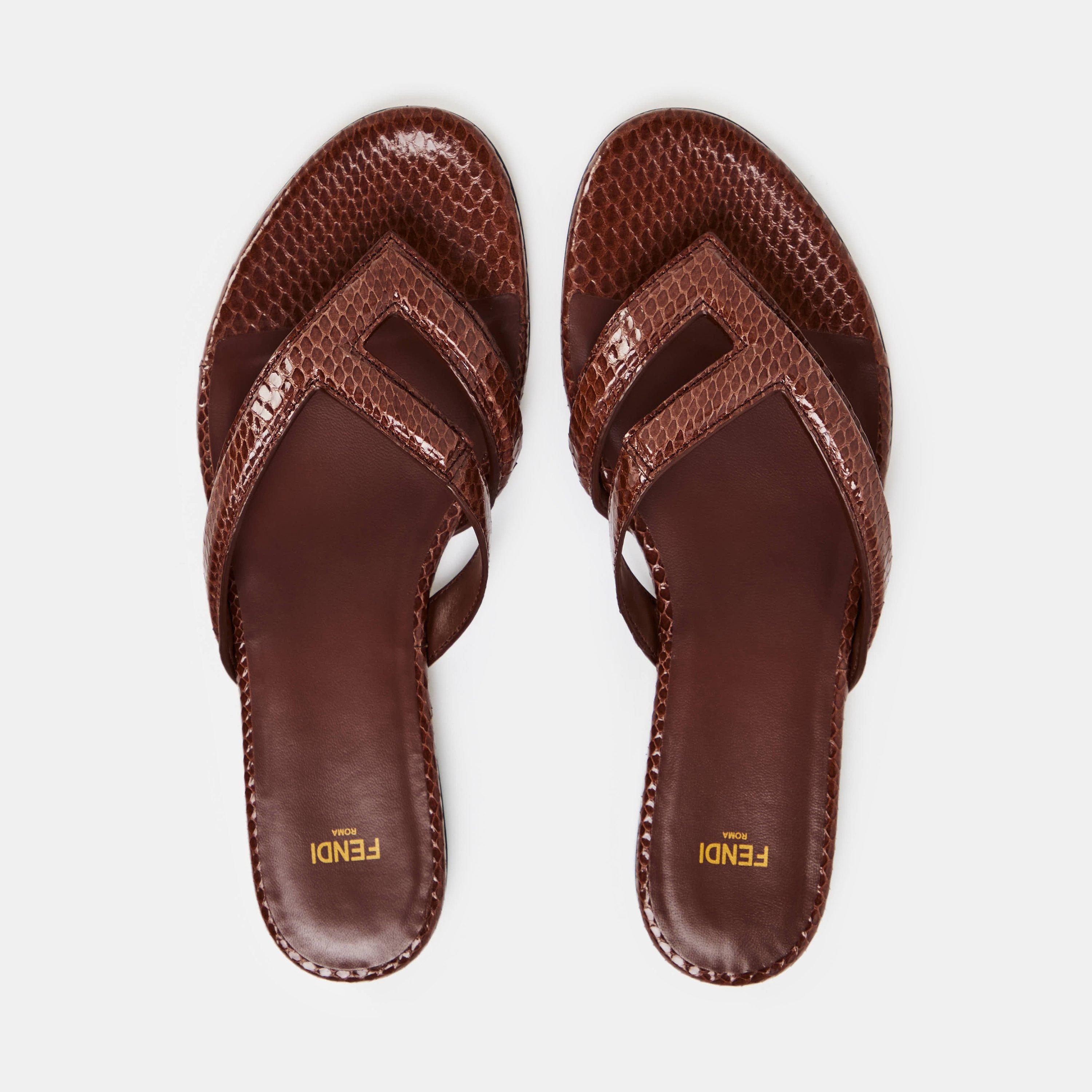 Elba Brown - Fendi - Women's Thong Flat Sandals - 5