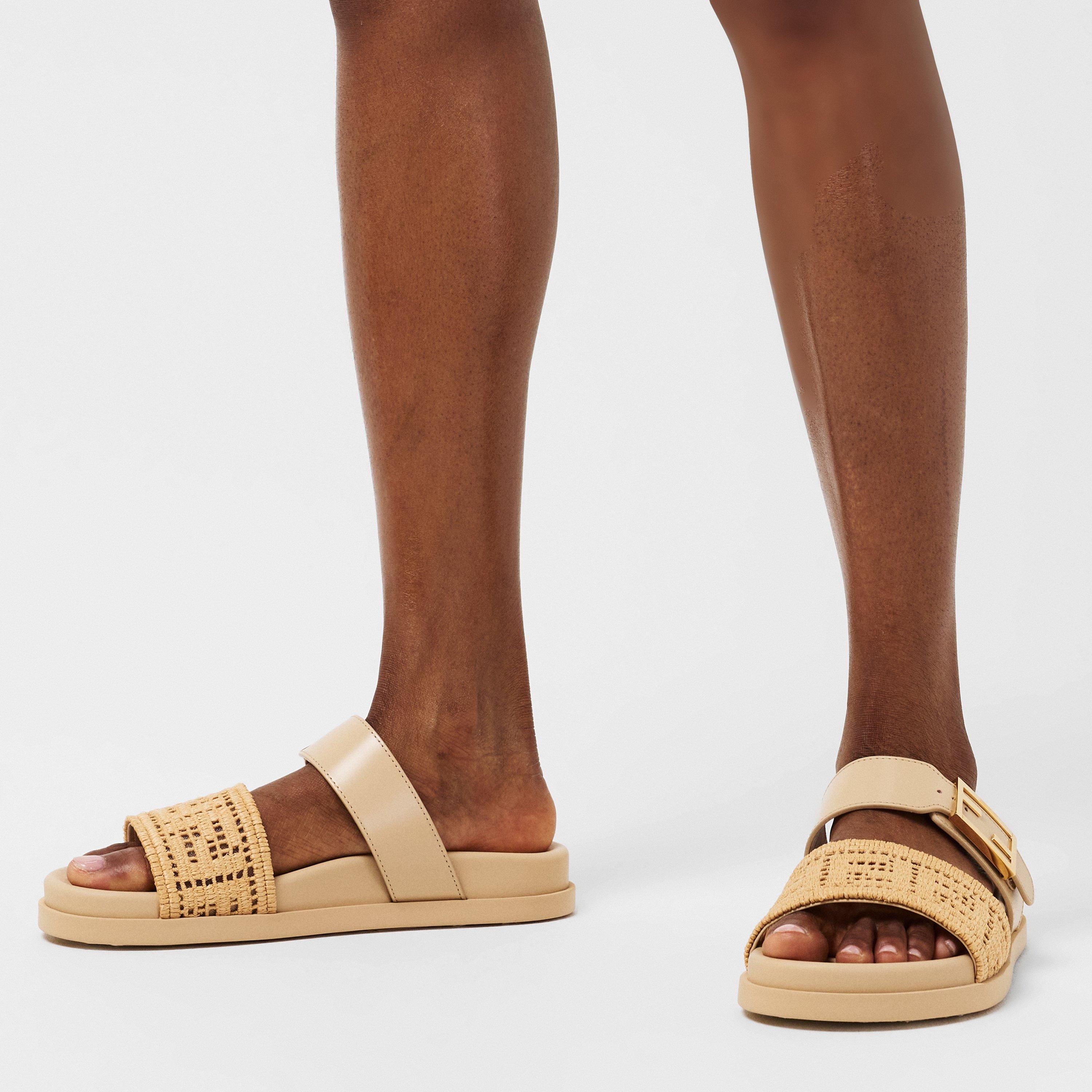 Nudo Rafia - Fendi - Women's Raffia Double Strap Flat Sandals - 3