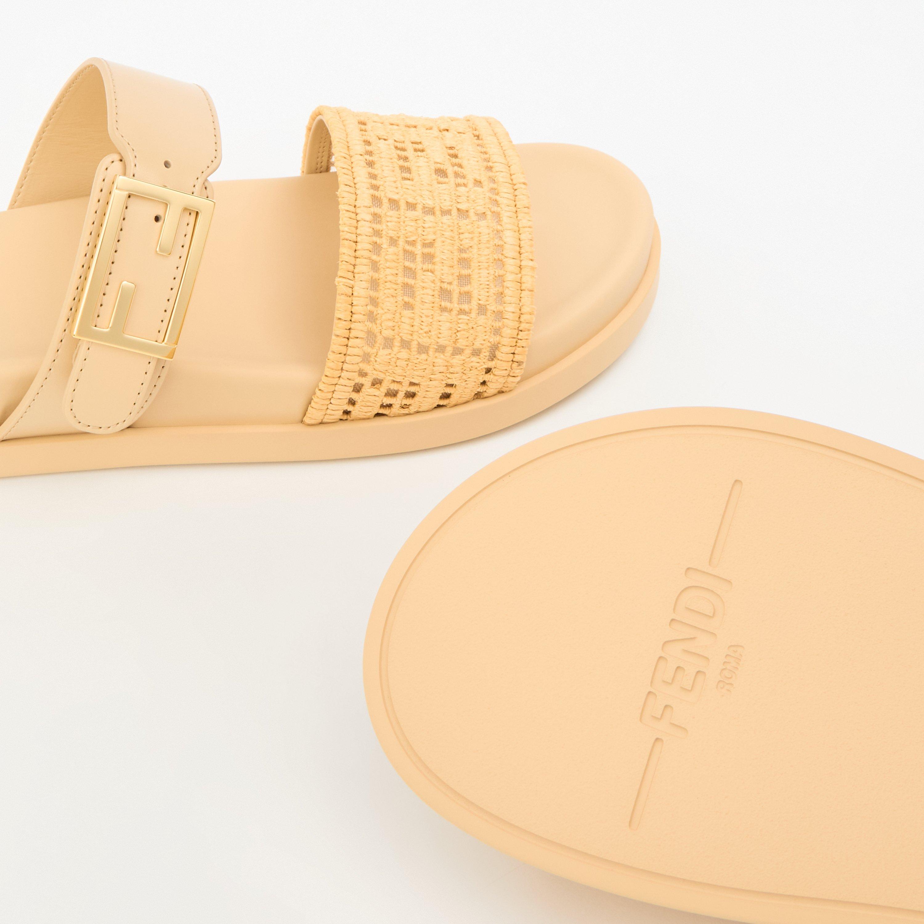 Nudo Rafia - Fendi - Women's Raffia Double Strap Flat Sandals - 4