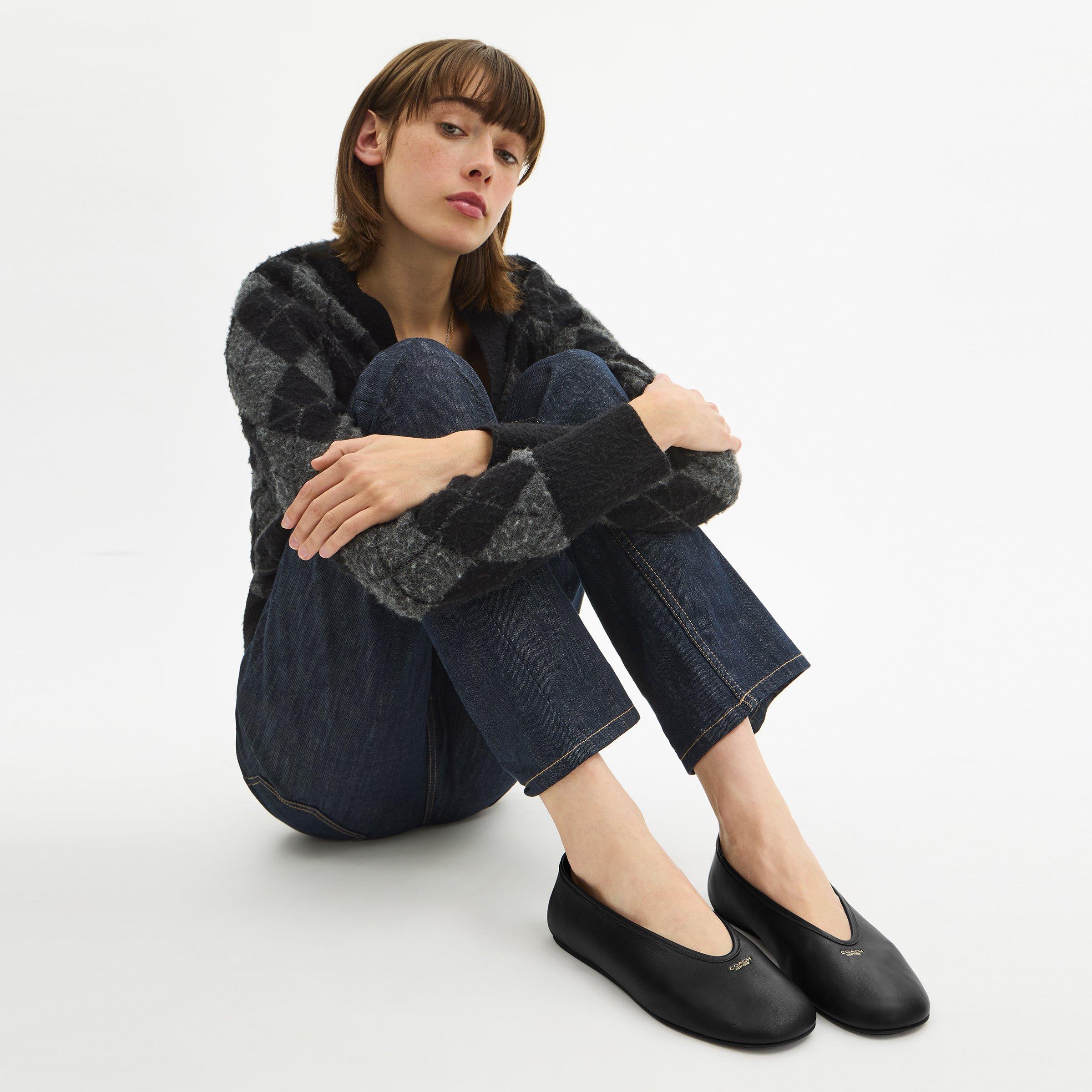 Black Leather - Coach - Women's Houston Ballet Flat Sandals - 3