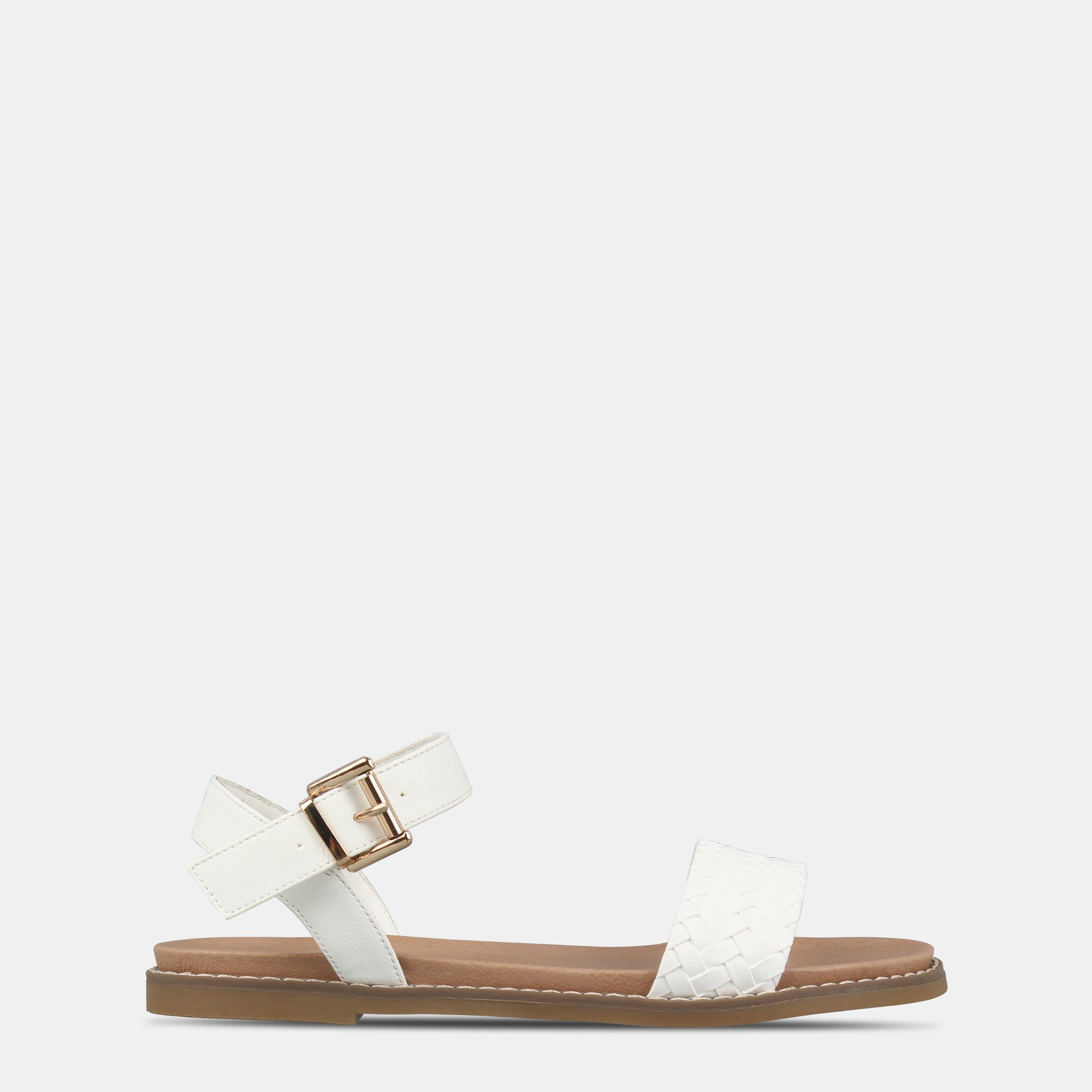 White - Miso - Women's Interweave Flat Sandals - 1
