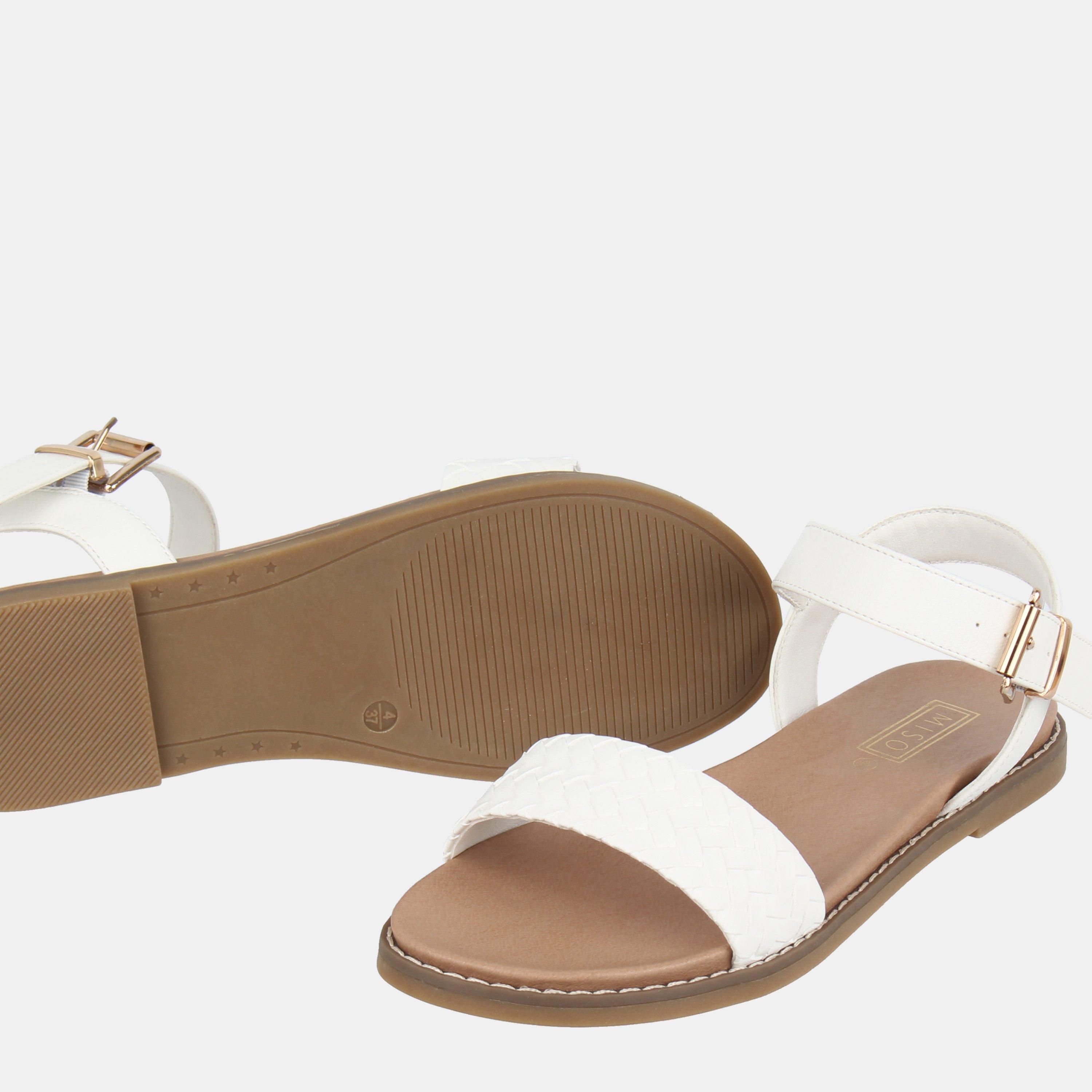 White - Miso - Interweave Flat Sandals - 3