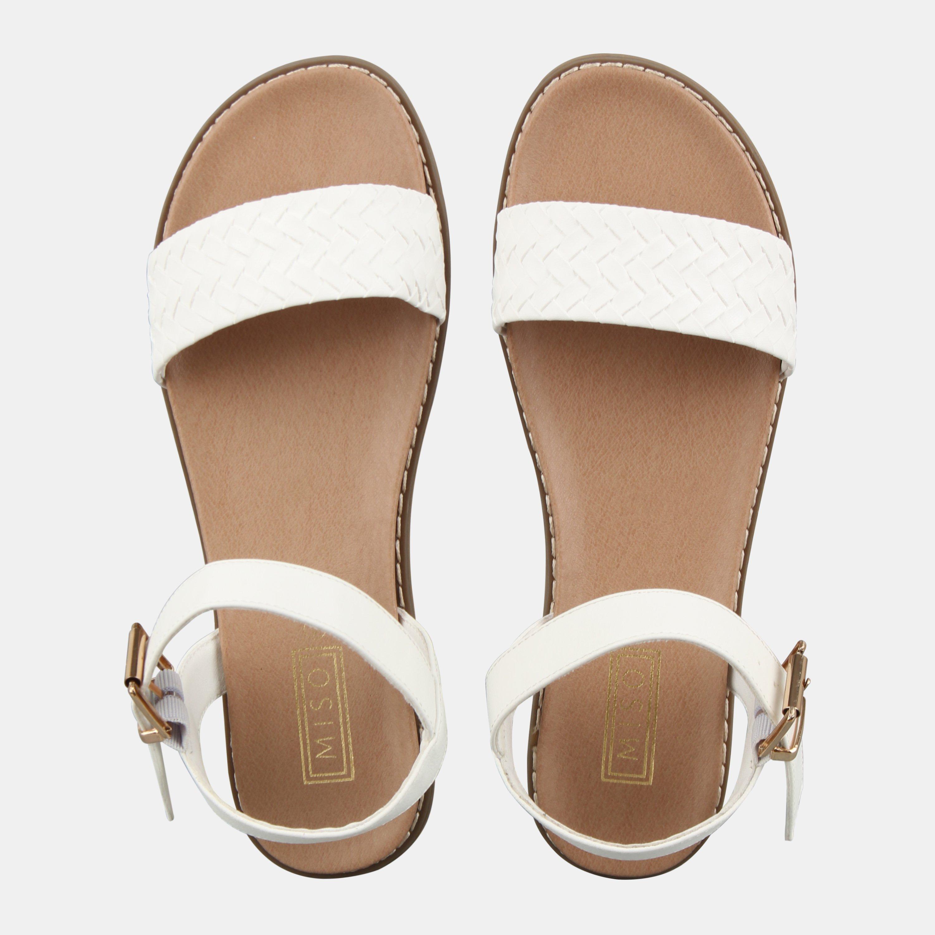 White - Miso - Interweave Flat Sandals - 4
