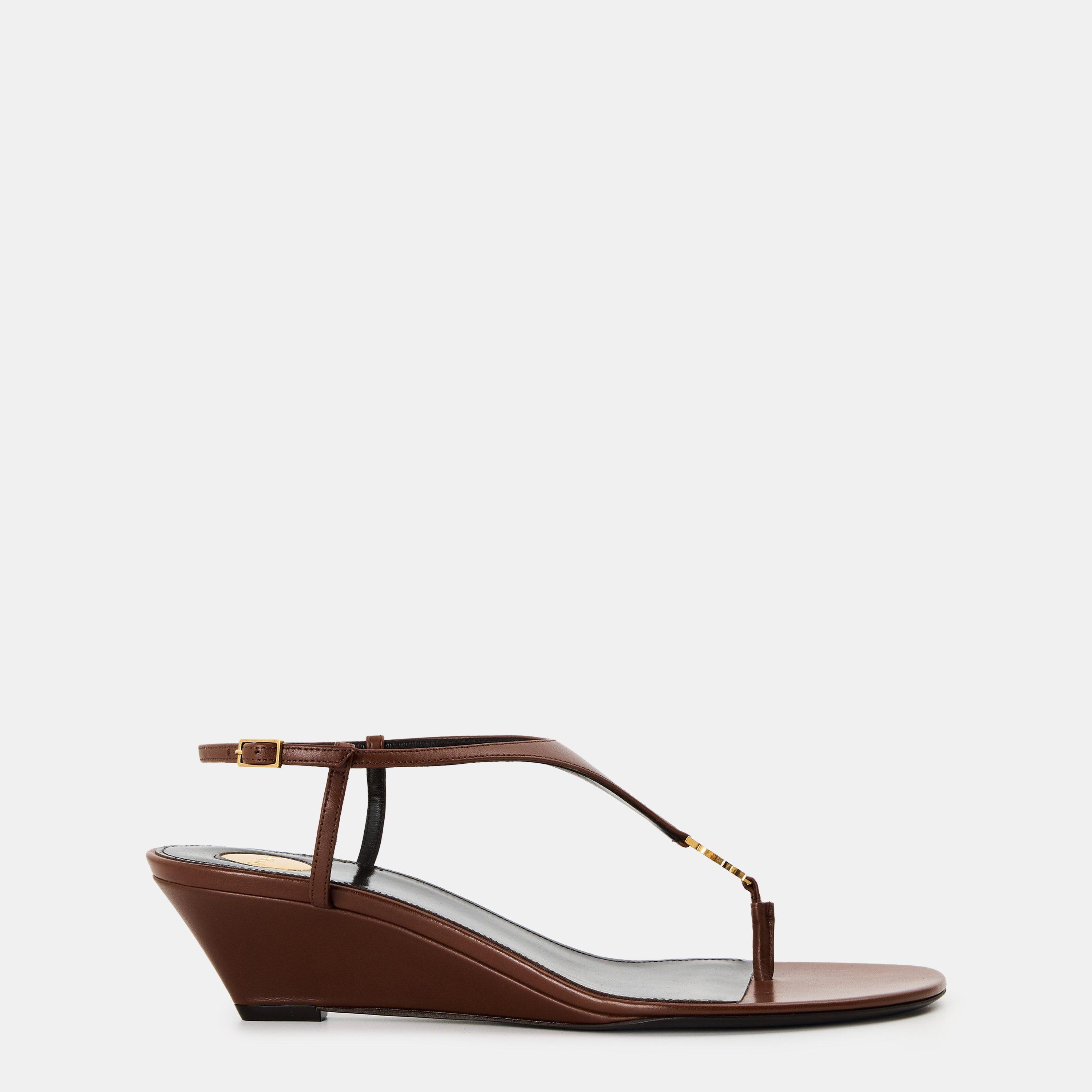 Aesthetic Brown - Saint Laurent - Cassandra Wedge Sandals - 1