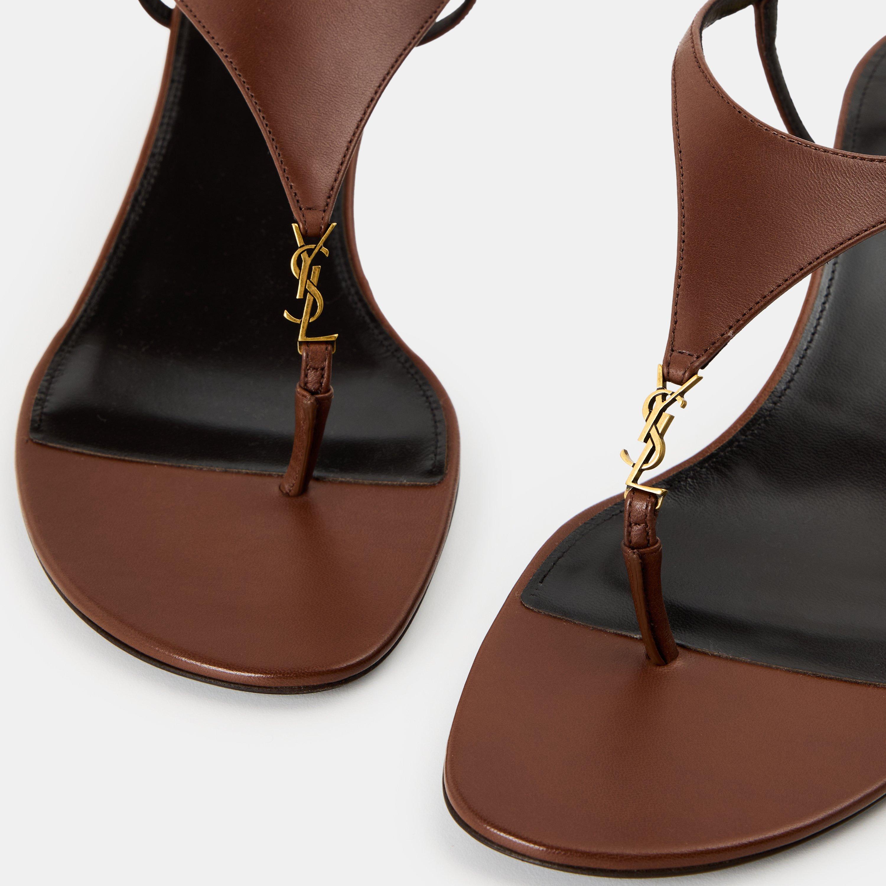 Aesthetic Brown - Saint Laurent - Cassandra Wedge Sandals - 4