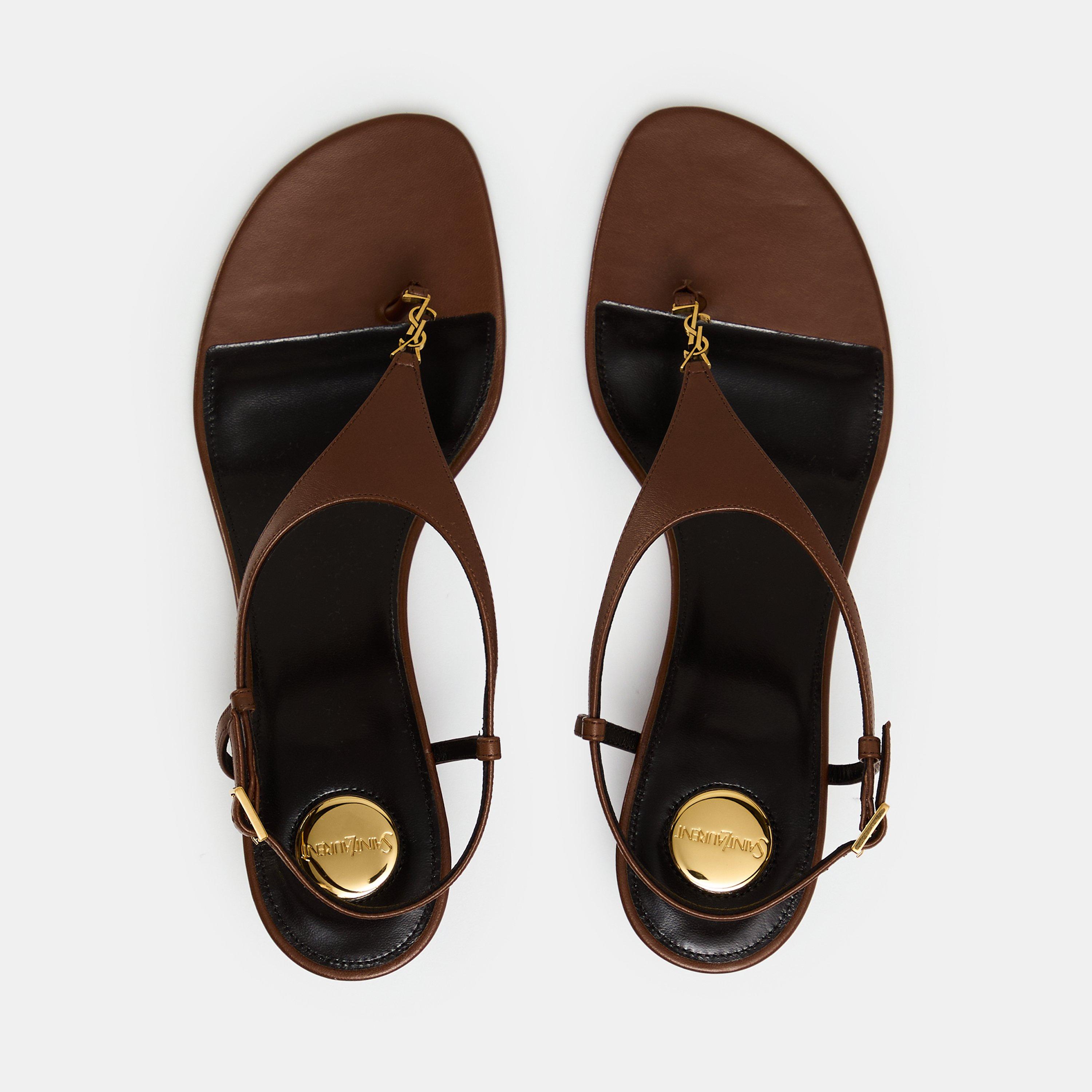 Aesthetic Brown - Saint Laurent - Cassandra Wedge Sandals - 5