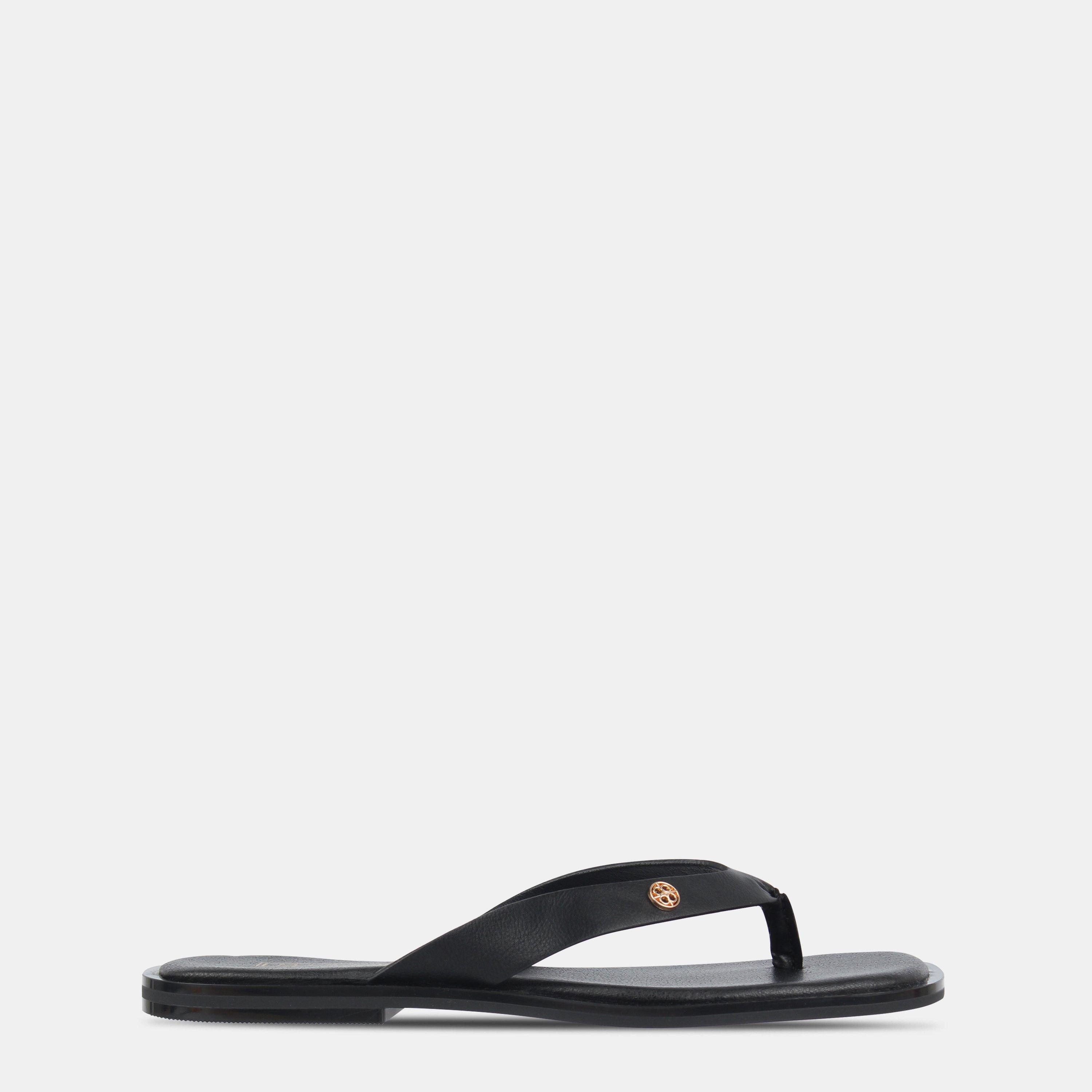 Miso Women's Toepost Flat Sandals - Black - 7 (40)