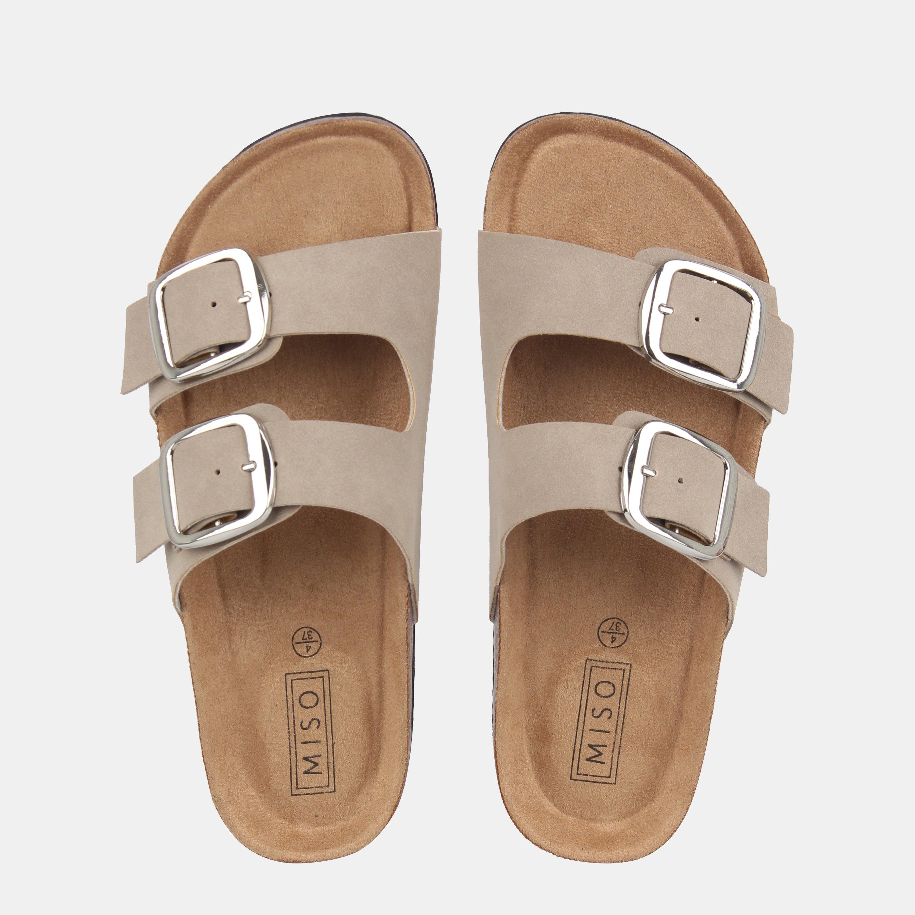 Taupe - Miso - Birki Flat Sandals - 4