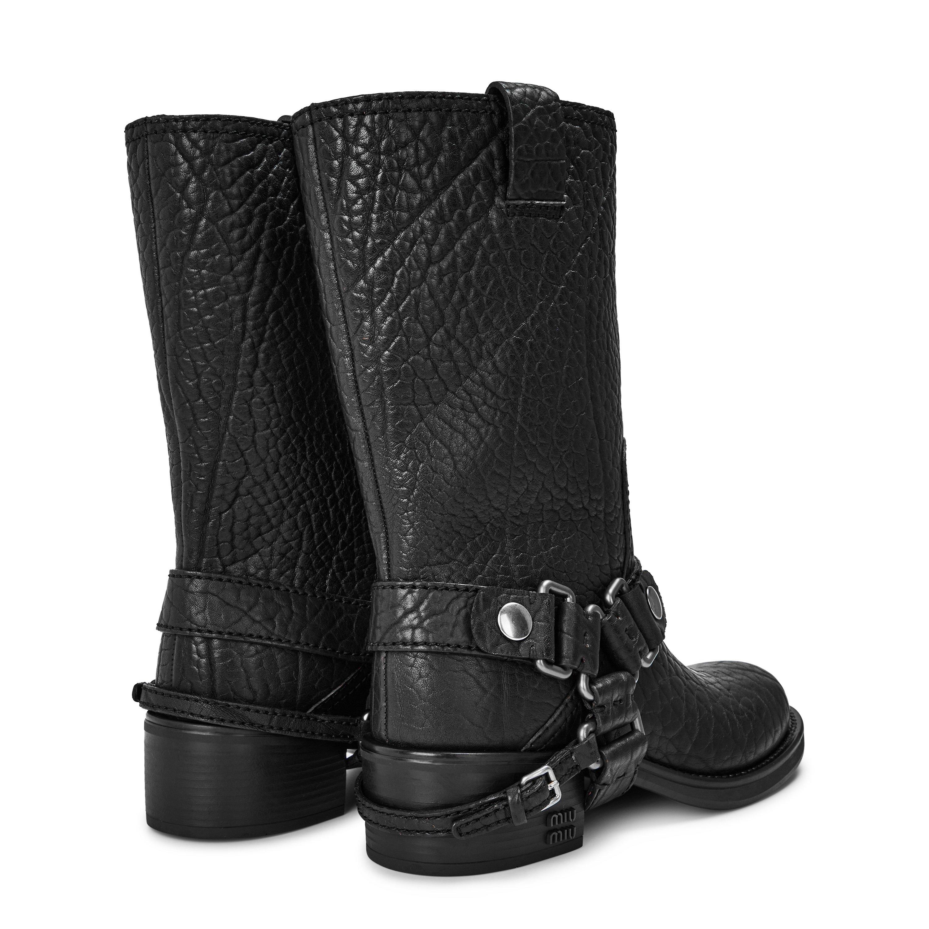 Nero - Miu Miu - Leather Biker Boots - 5