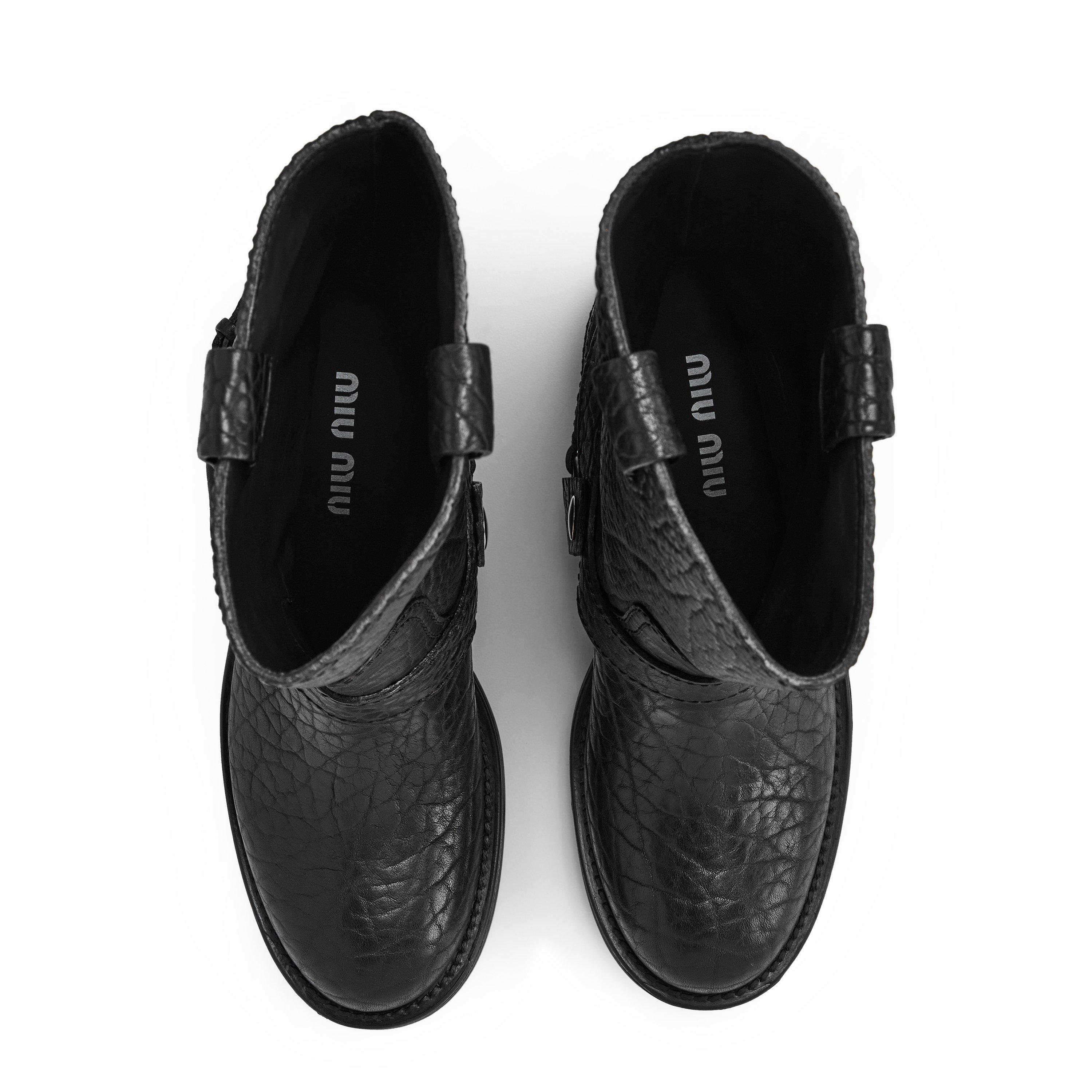 Nero - Miu Miu - Leather Biker Boots - 6