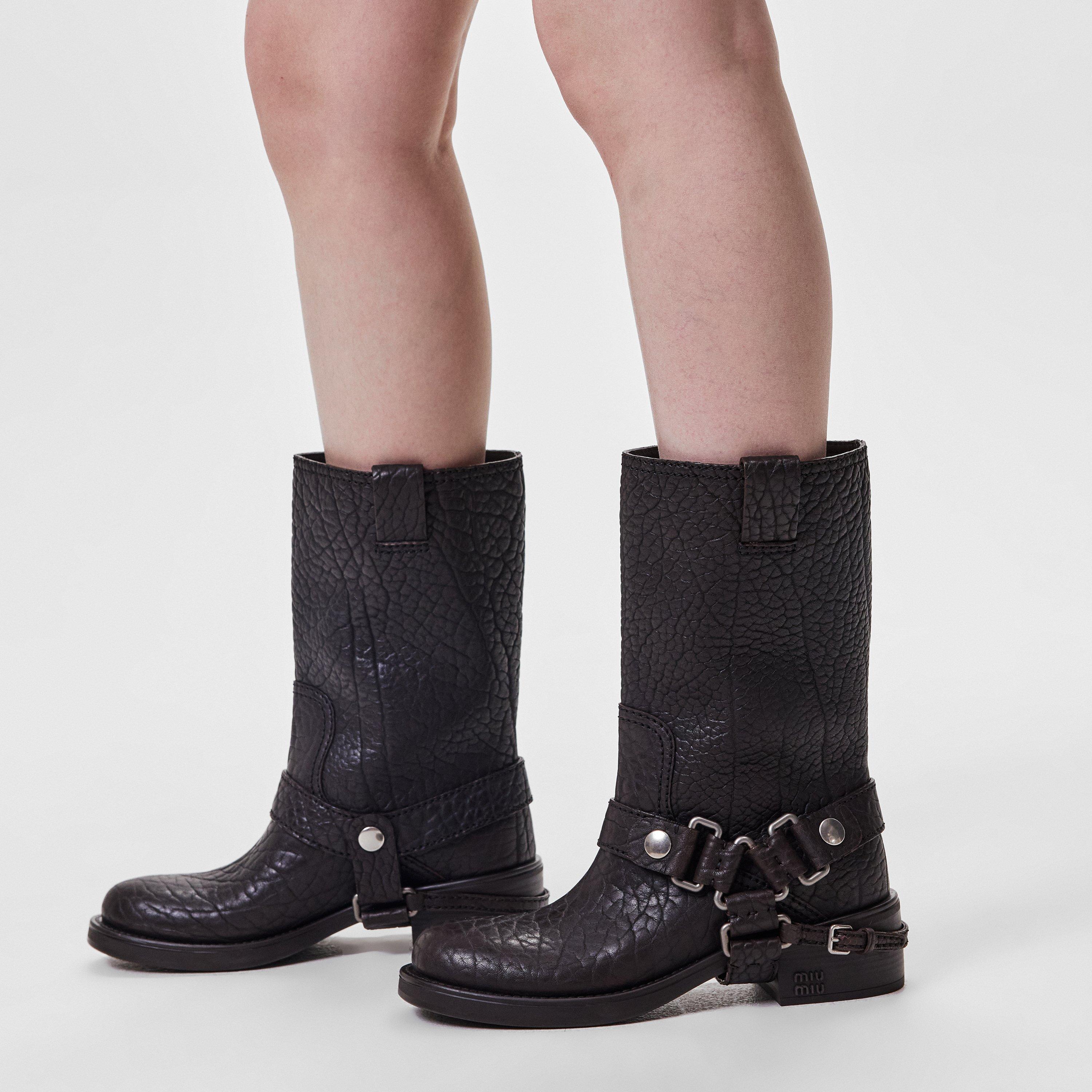 Palissandro - Miu Miu - Leather Biker Boots - 3