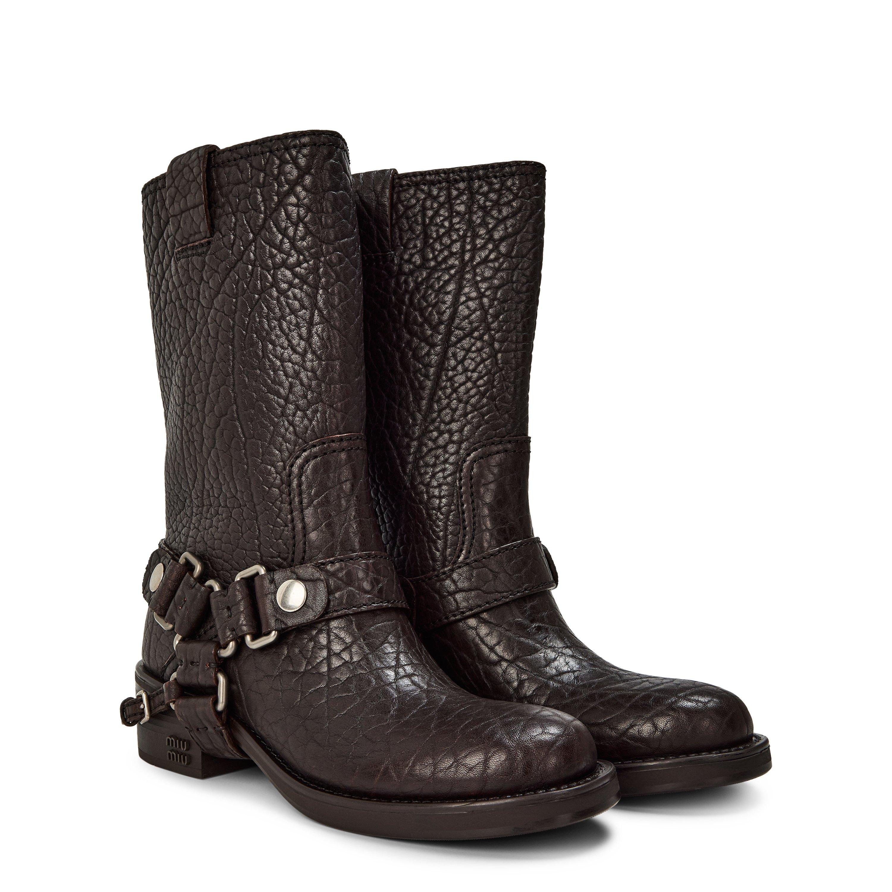 Palissandro - Miu Miu - Leather Biker Boots - 4