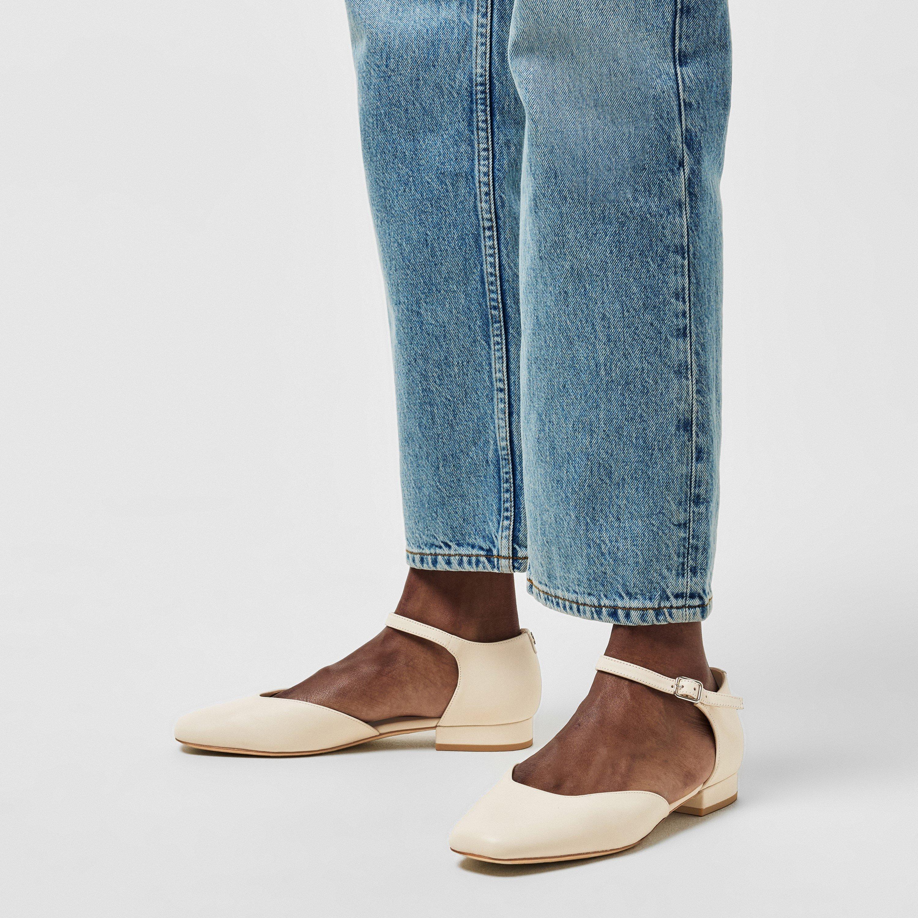 Soft White - Lauren by Ralph Lauren - Women's Real Leather Emellie Ballet Pumps - 3